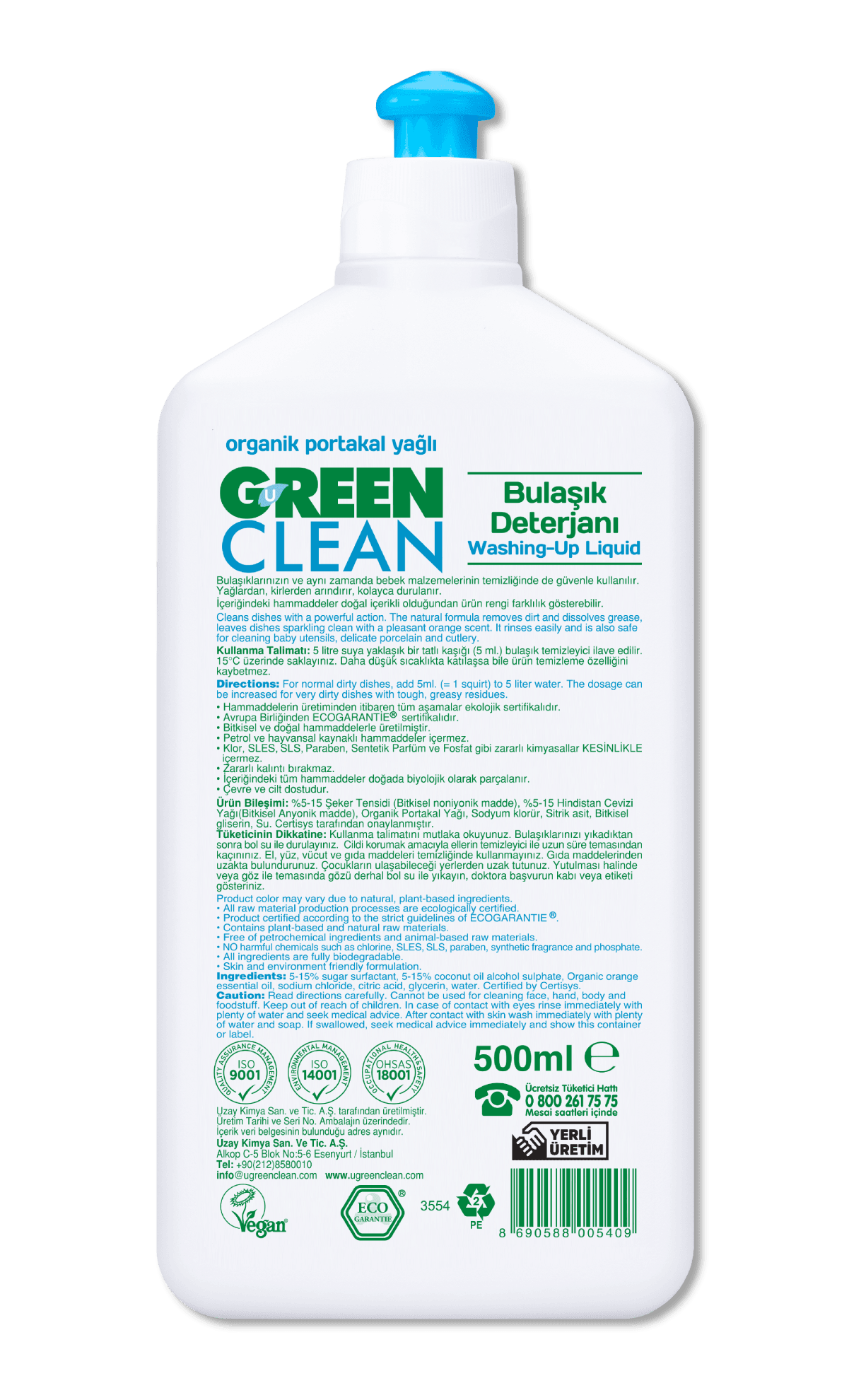 U Green Clean Bulaşık Deterjanı Sensitive 500ml