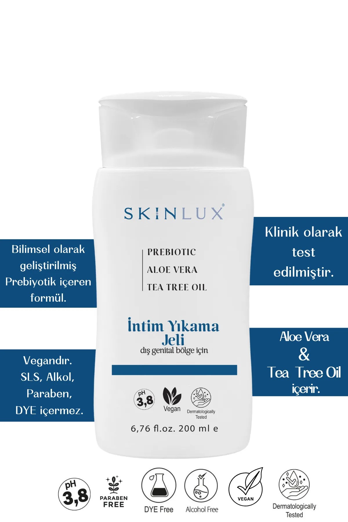 Intim Yıkama Jeli 200ml. Prebiotic, Vegan, 3.8ph, Koku Engelleyici - Biokent Store