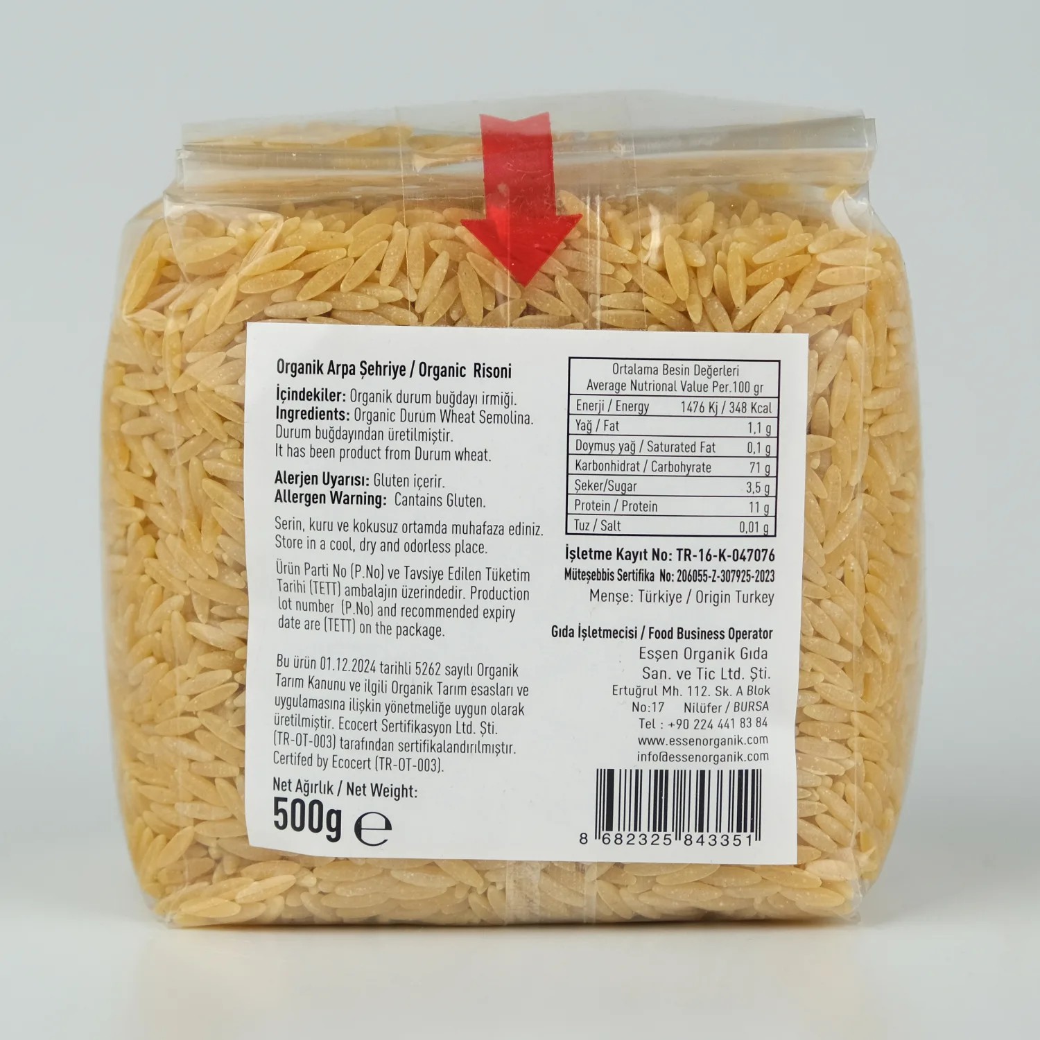 Organik Arpa Şehriye 500gr