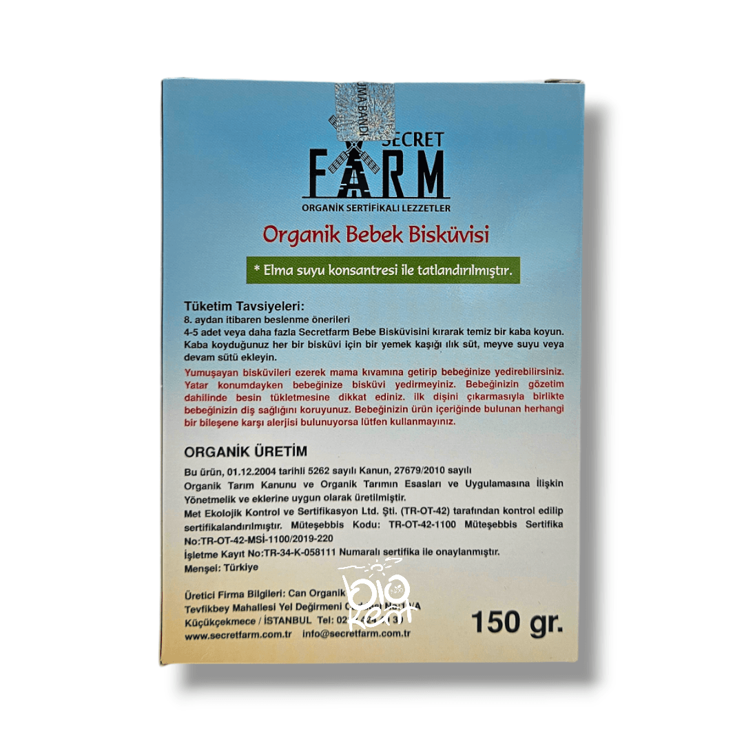 Secret Farm Organik Bebe Bisküvisi 150gr - Biokent Bebek