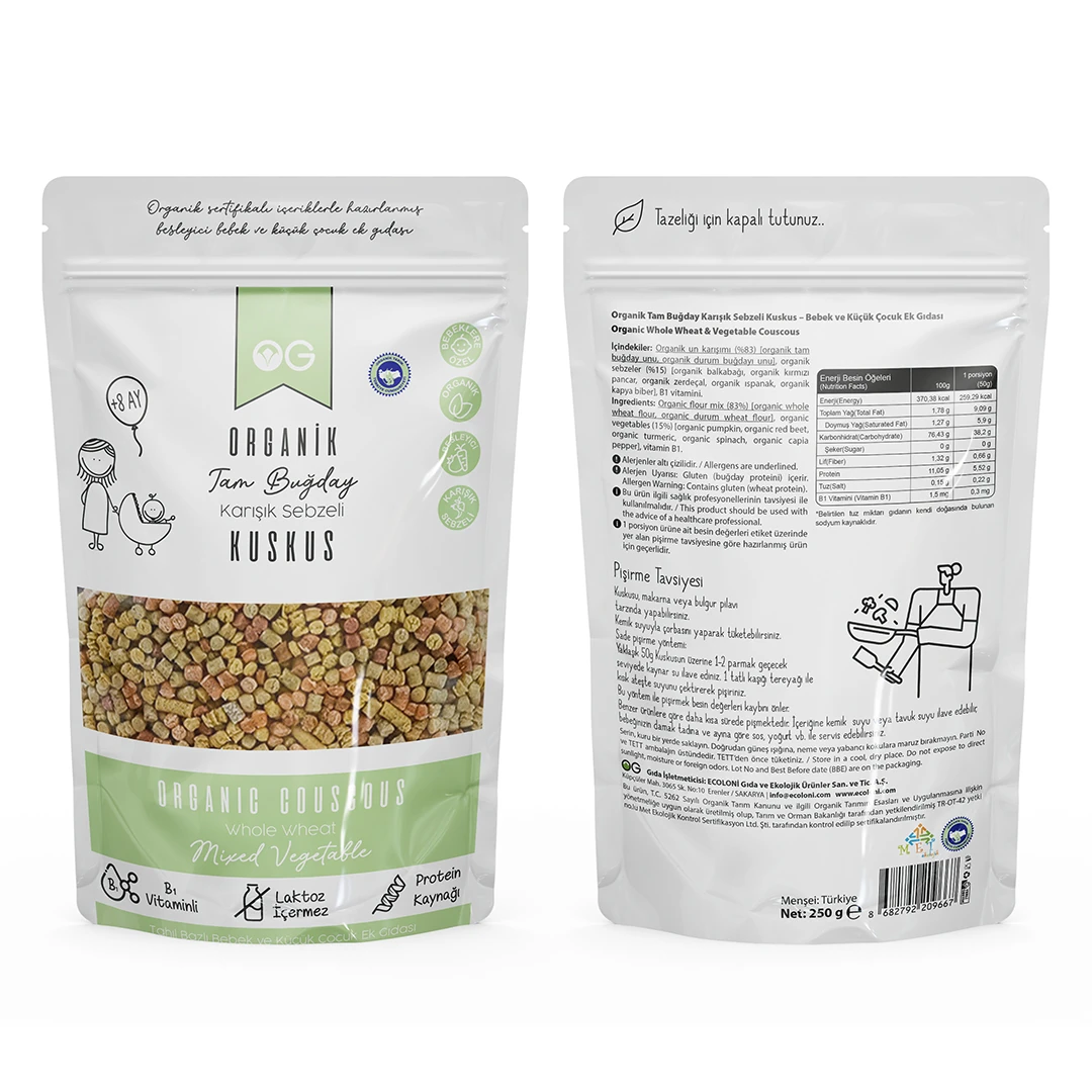 Organik Makarnası Karışık Sebzeli Kuskus 250gr