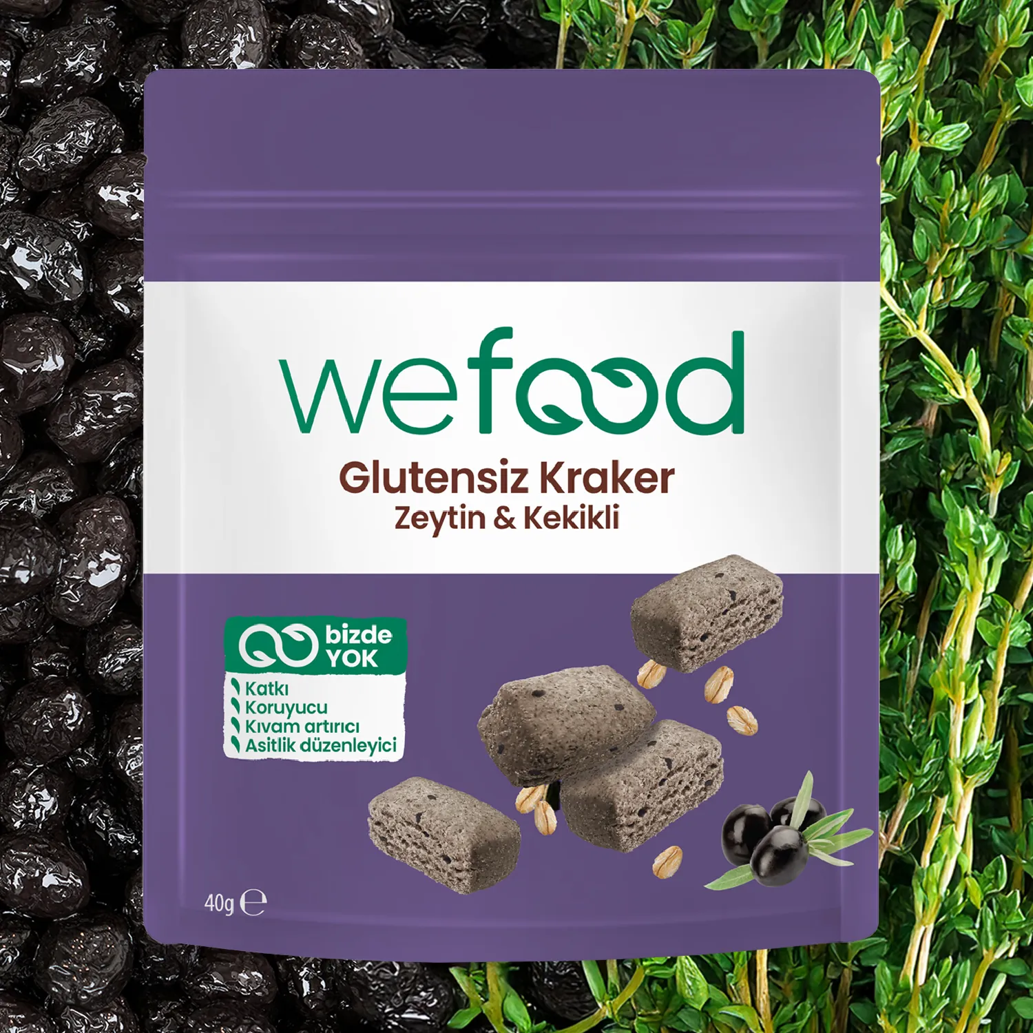 Wefood Glutensiz Zeytinli & Kekikli Kraker 40 gr