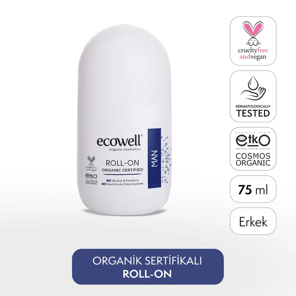 Ecowell Organik Roll On Deodorant (Erkek) 75 ml - Biokent Store