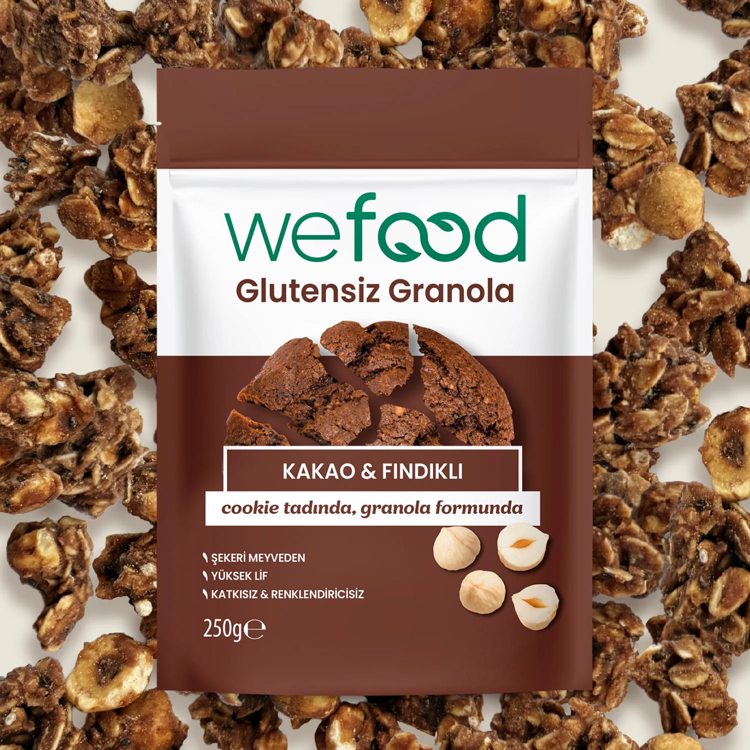 Wefood Glutensiz Granola Kakao & Fındıklı 250 gr