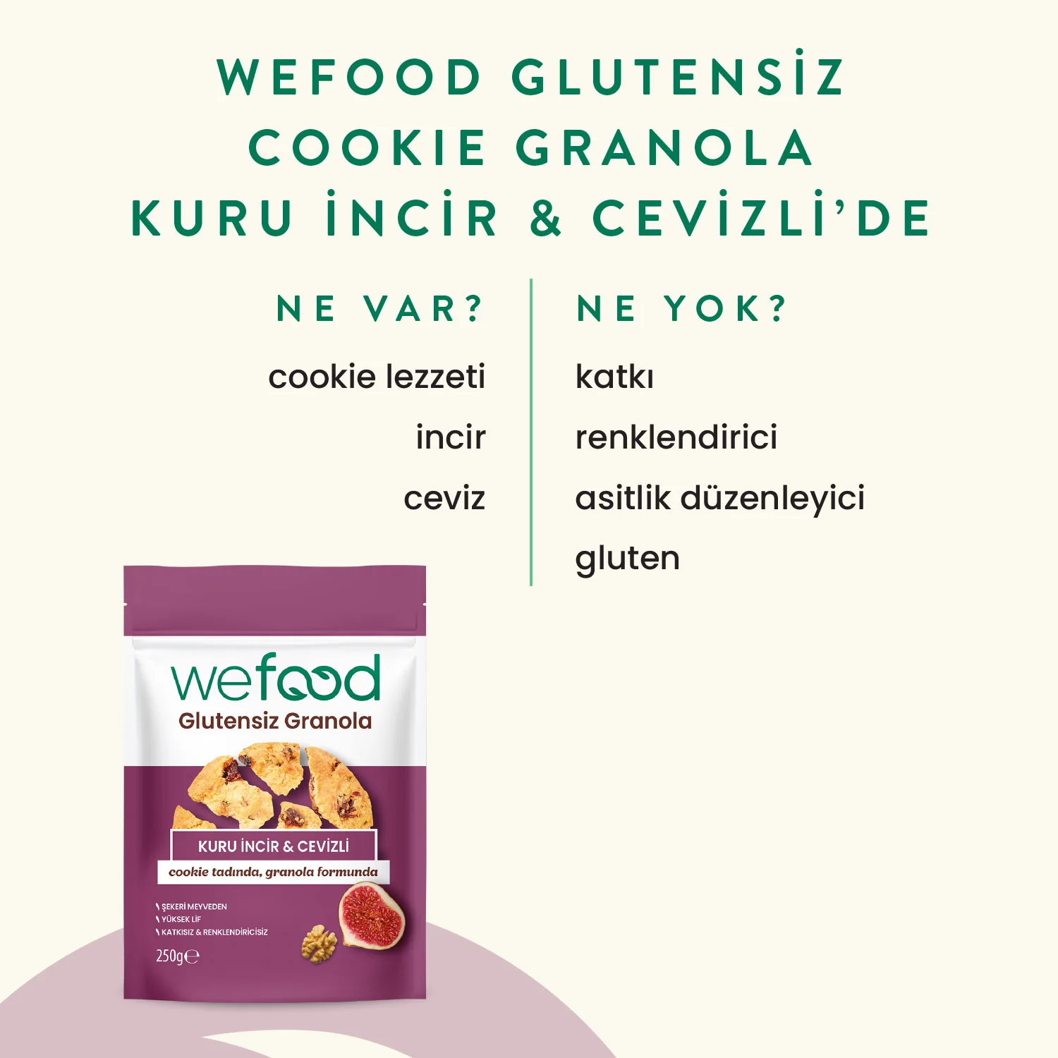 Wefood Glutensiz Granola Kuru İncir & Cevizli 250 gr