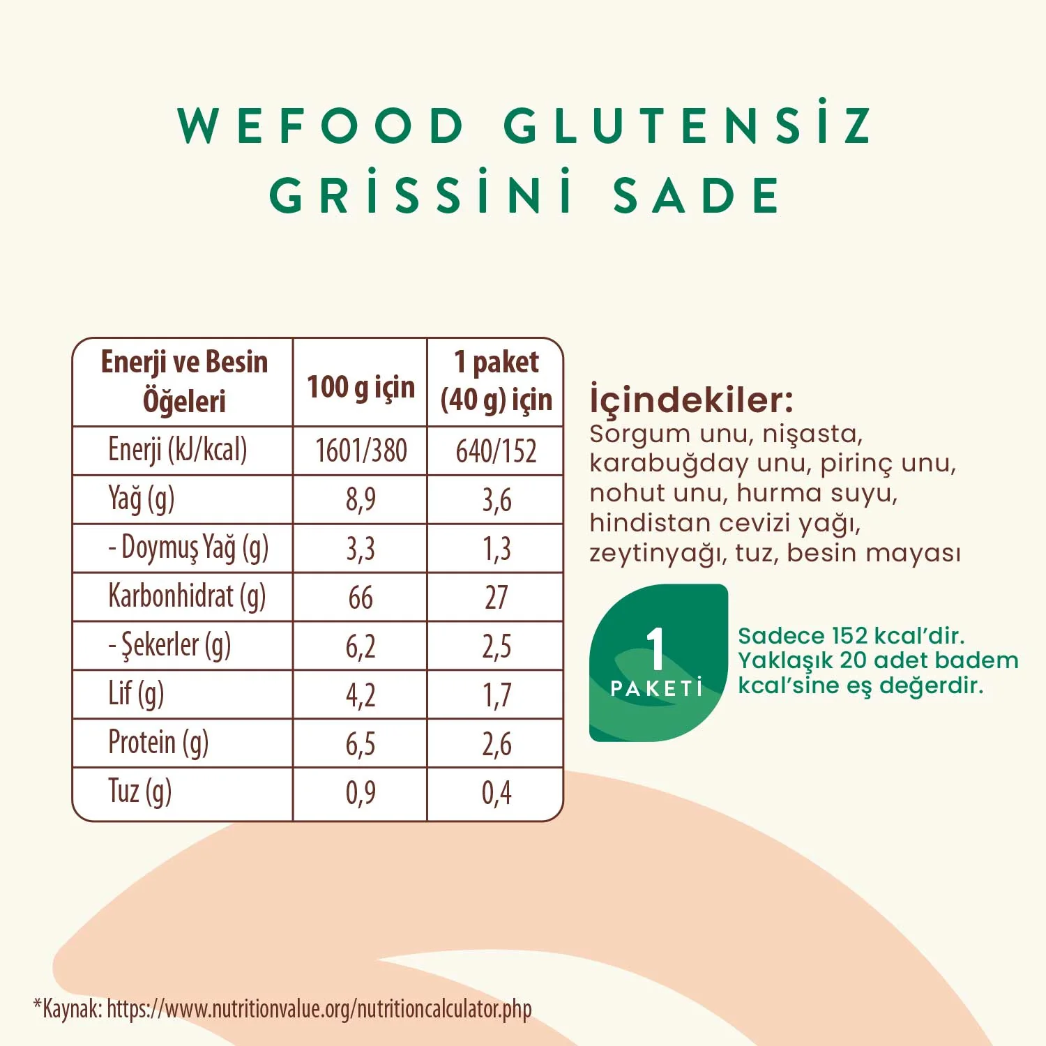 Wefood Glutensiz Grissini Sade 40 g