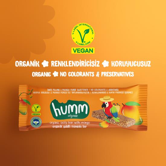 Humm Organik Vegan Mangolu Yulaf Bar - 27g