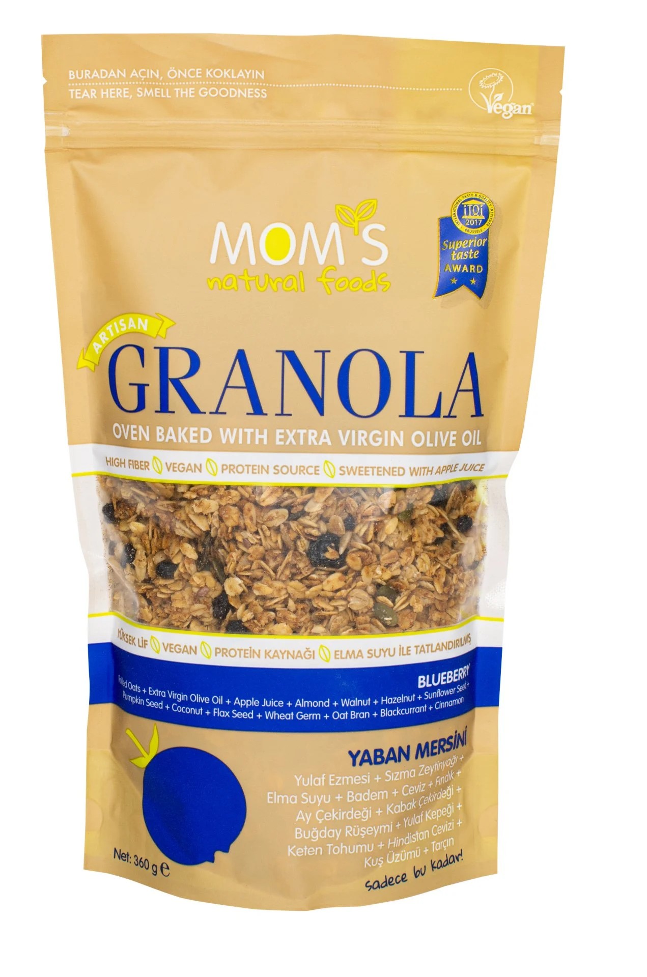 Mom's Yaban Mersinli GRANOLA 360g - Biokent Glutensiz