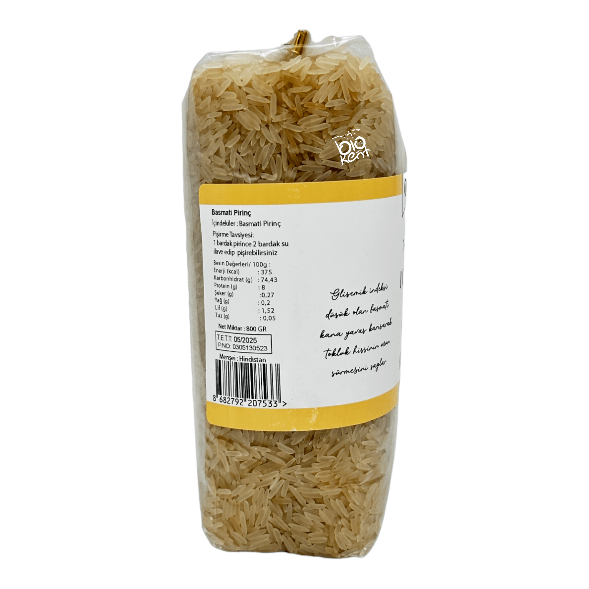 GDO İçermeyen Basmati Pirinç 800gr