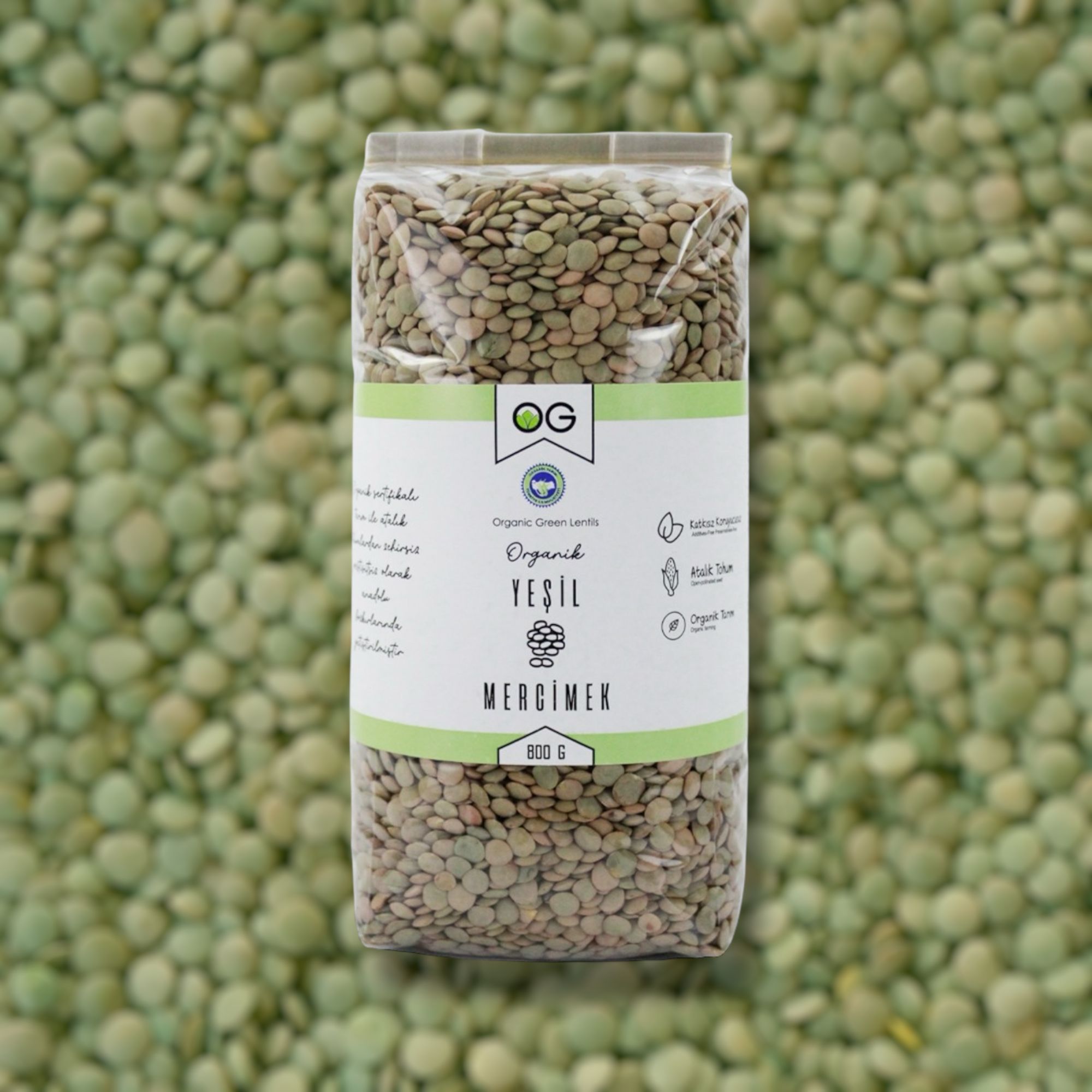 Organik Yeşil Mercimek 800 Gr 