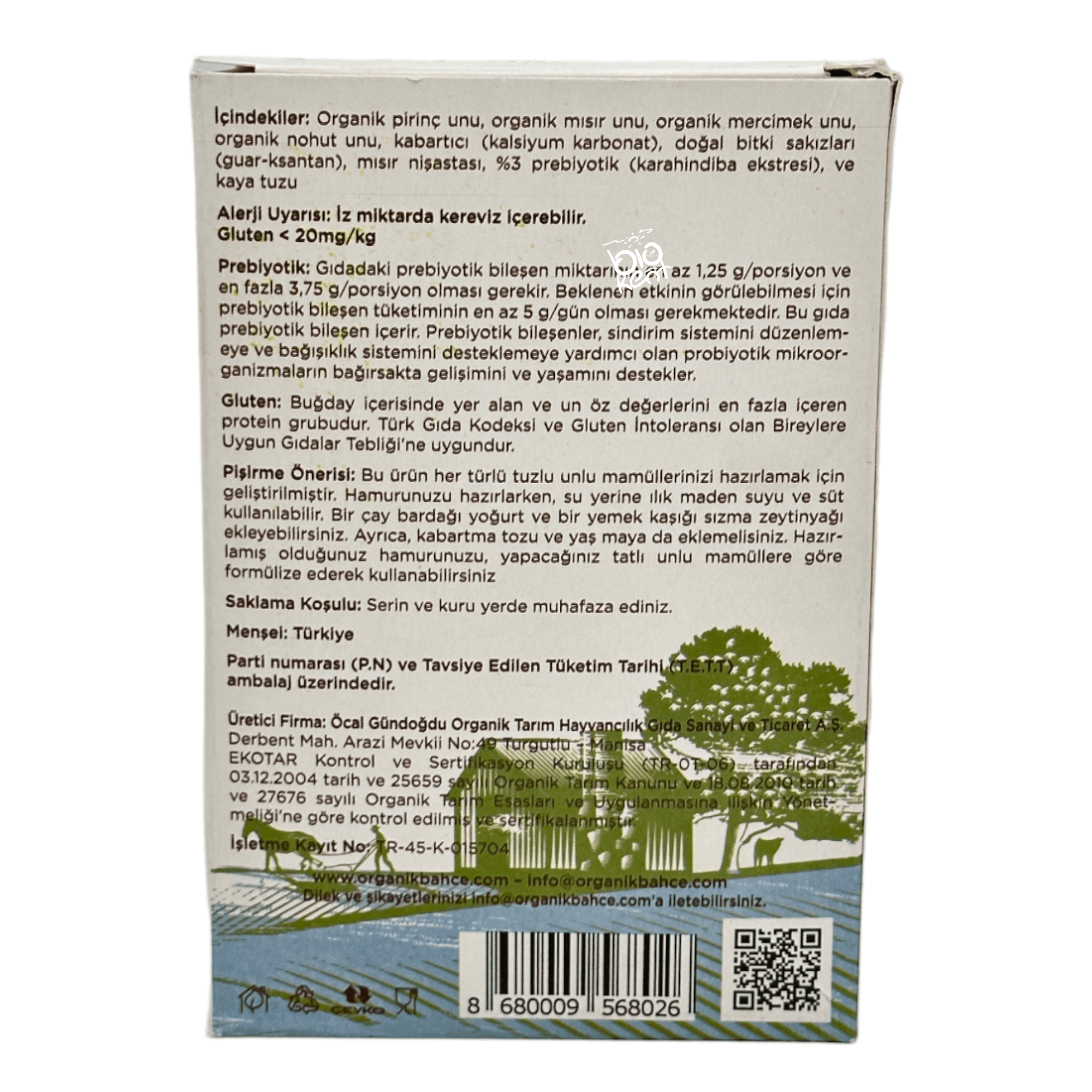 Glutensiz Organik Un Karışımı (Tuzlu Mamüller İçin) 500gr - Biokent Glutensiz