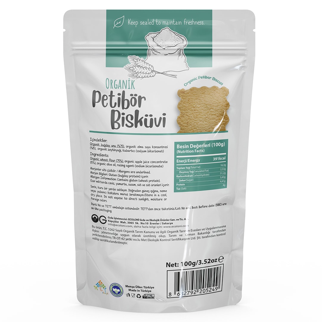 Organik Petibör Bisküvi 100 Gr