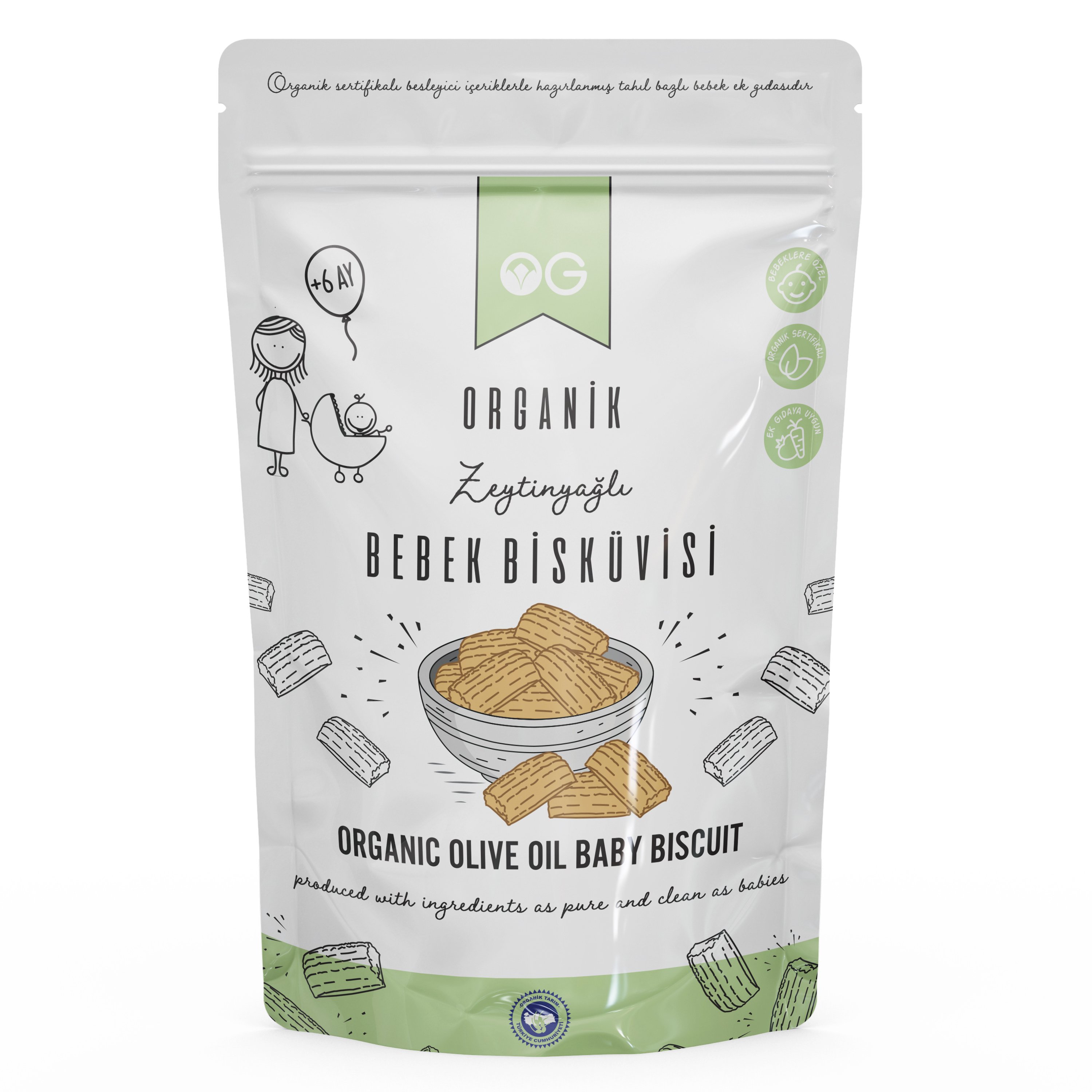 Organik Bebek Ek Gıdaya Uygun Bisküvisi 300 Gr +6 Ay -Biokent Bebek