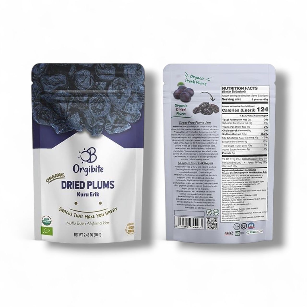 Orgibite Organik Kuru Erik 130 gr