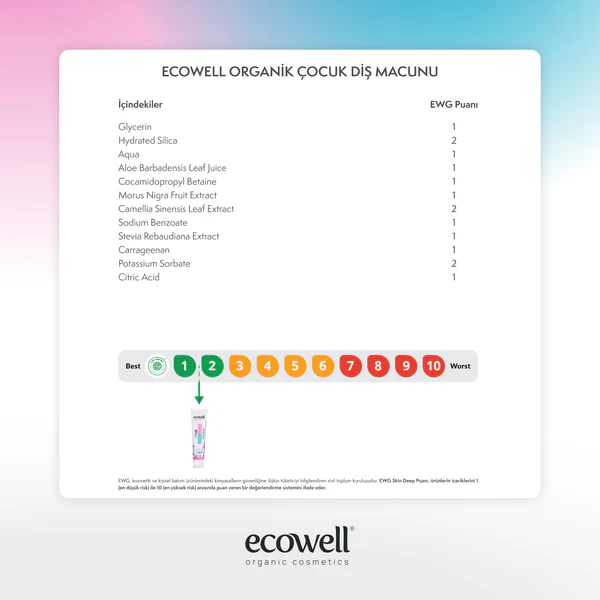 Ecowell Sertifikalı Organik Çocuk Diş Macunu - 75 gr
