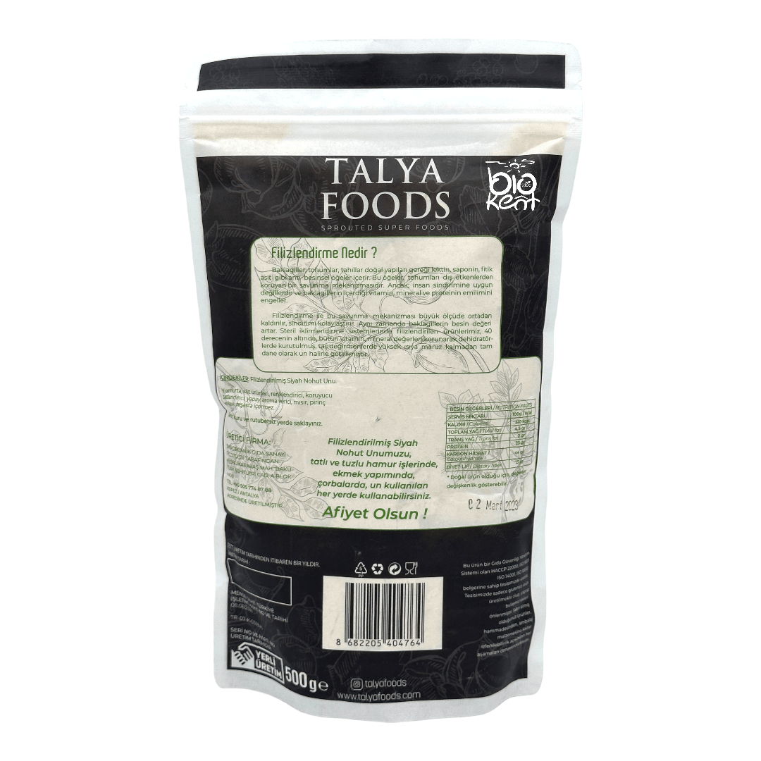 Talya Foods Glutensiz Siyah Nohut Unu 500gr - Biokent Glutensiz