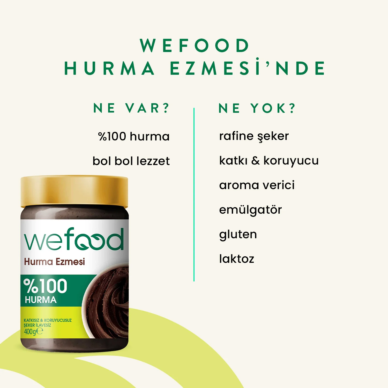 Sade Hurma Ezmesi %100 (Şeker İlavesiz) 400gr - Biokent Bebek