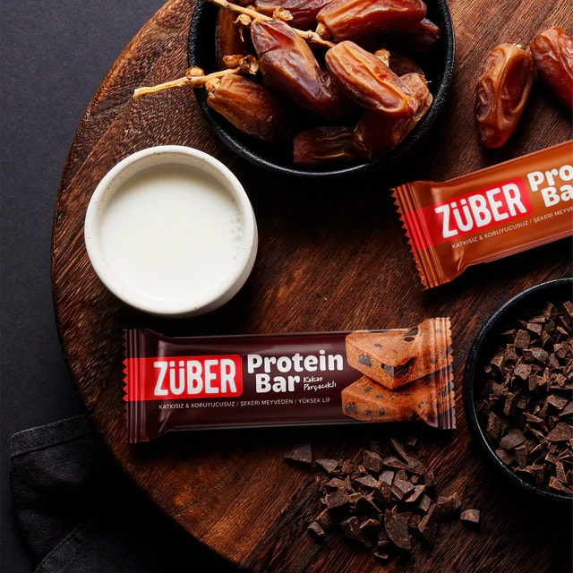 Züber Kakao Parçacıklı Protein Bar 35gr