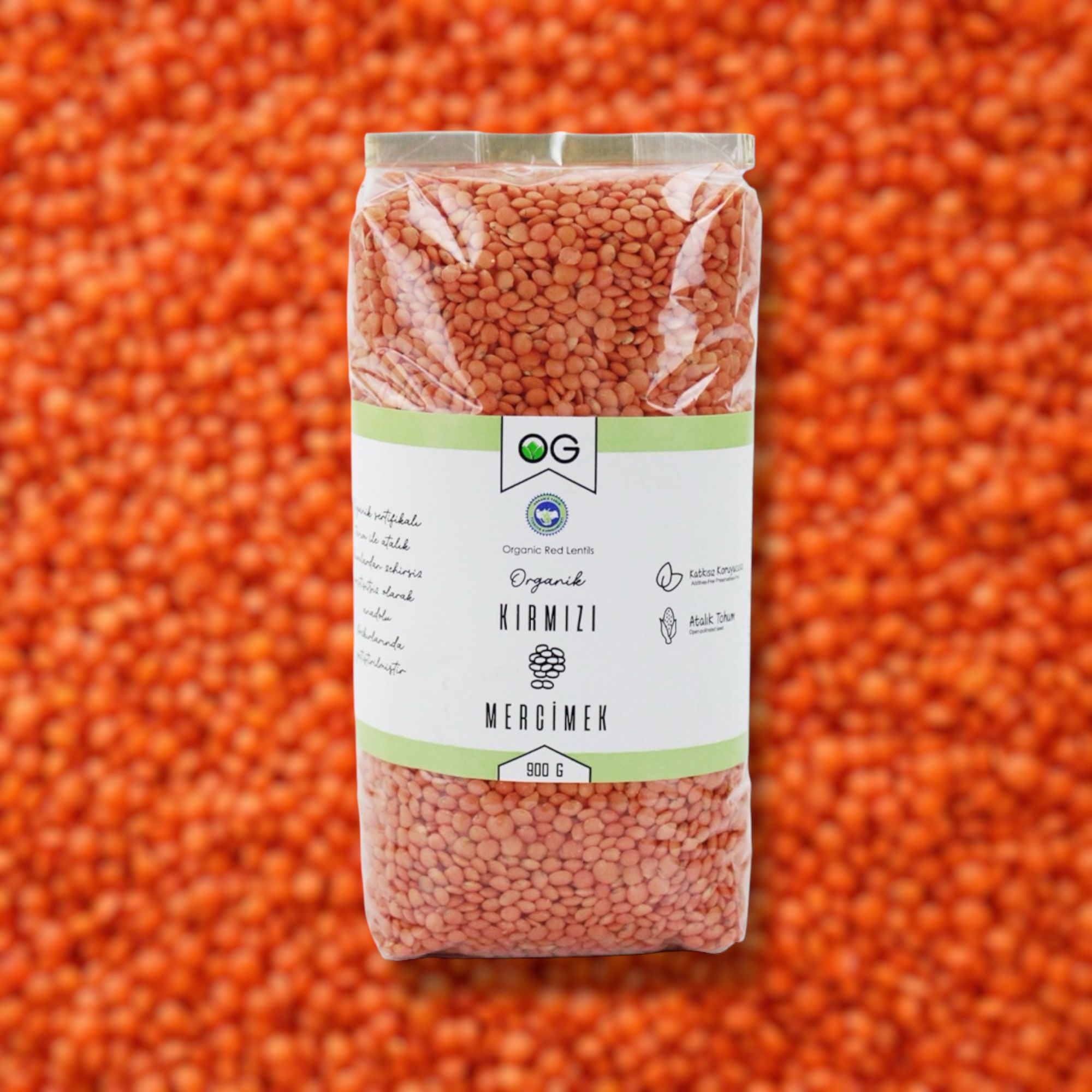 Organik Kırmızı Mercimek 900 Gr 
