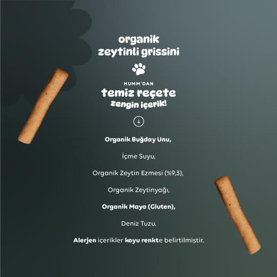 Humm Organik Vegan Zeytinli Grissini - 55g - Biokent Bebek