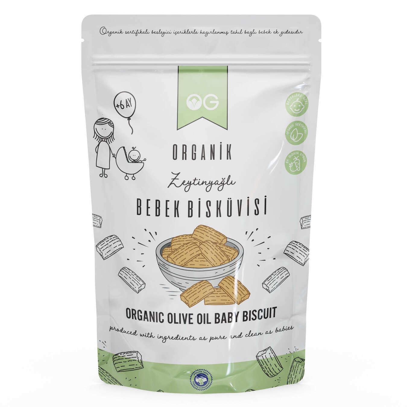 Organik Bebek Ek Gıdaya Uygun Bisküvisi 300 Gr +6 Ay -Biokent Bebek
