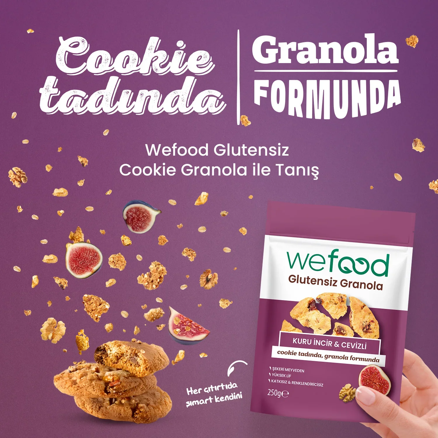Wefood Glutensiz Granola Kuru İncir & Cevizli 250 gr