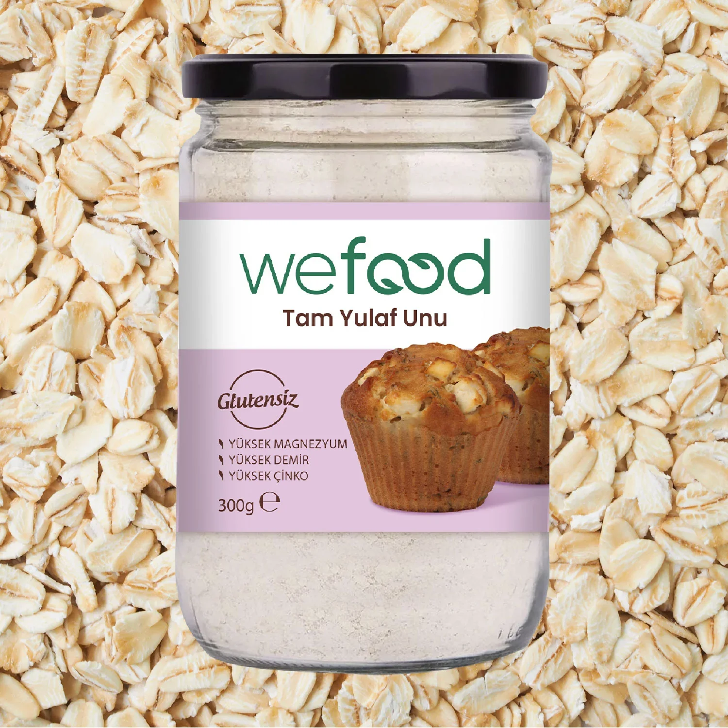 Un Organik Tam Yulaf Unu 300gr - Biokent Glutensiz