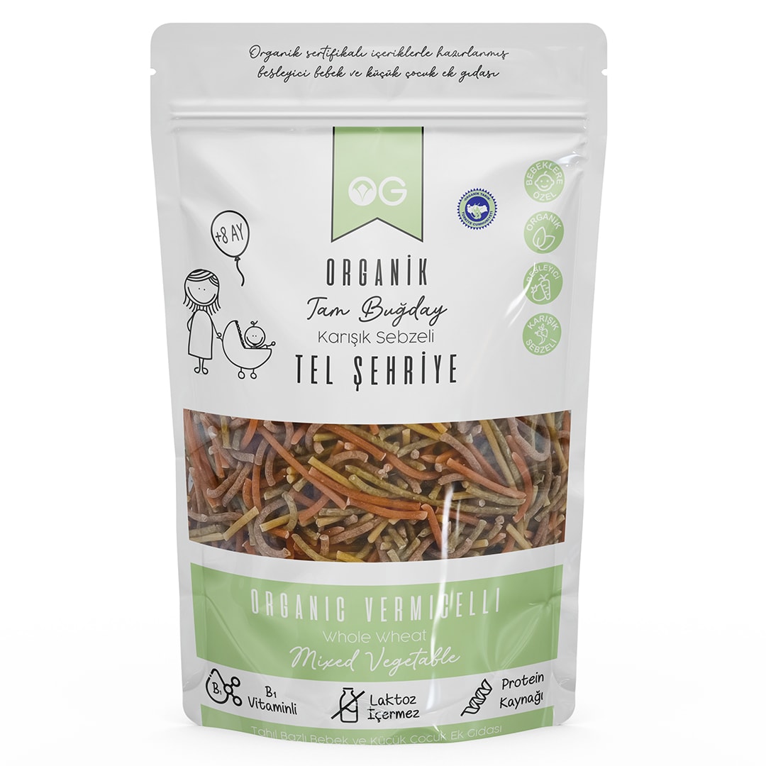 Organik Karışık Sebzeli Tam Buğday Tel Şehriye 180 Gr