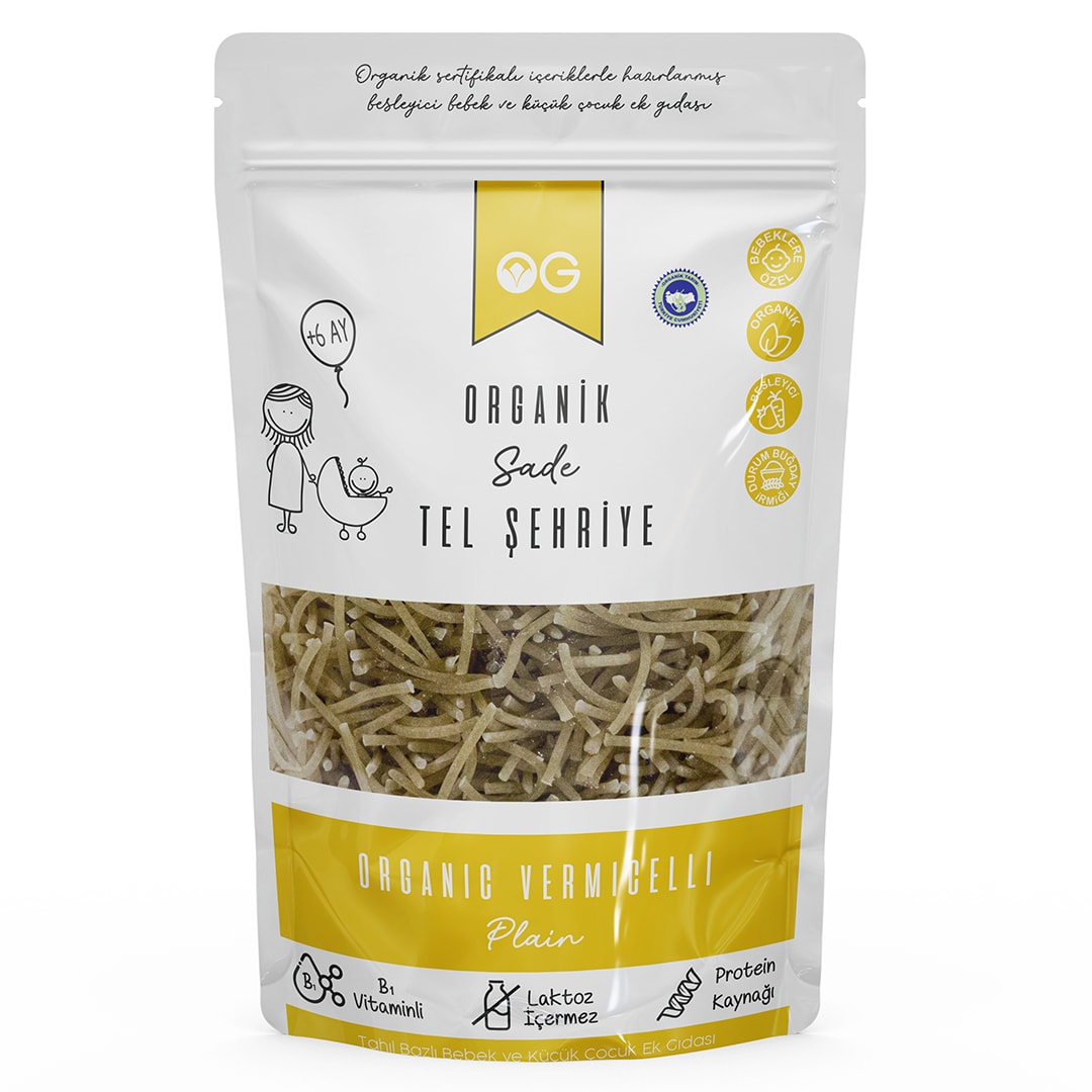 Bebek Ek Gıdaya Uygun Organik Sade Tel Şehriye 180 GR +6 Ay -Biokent Bebek