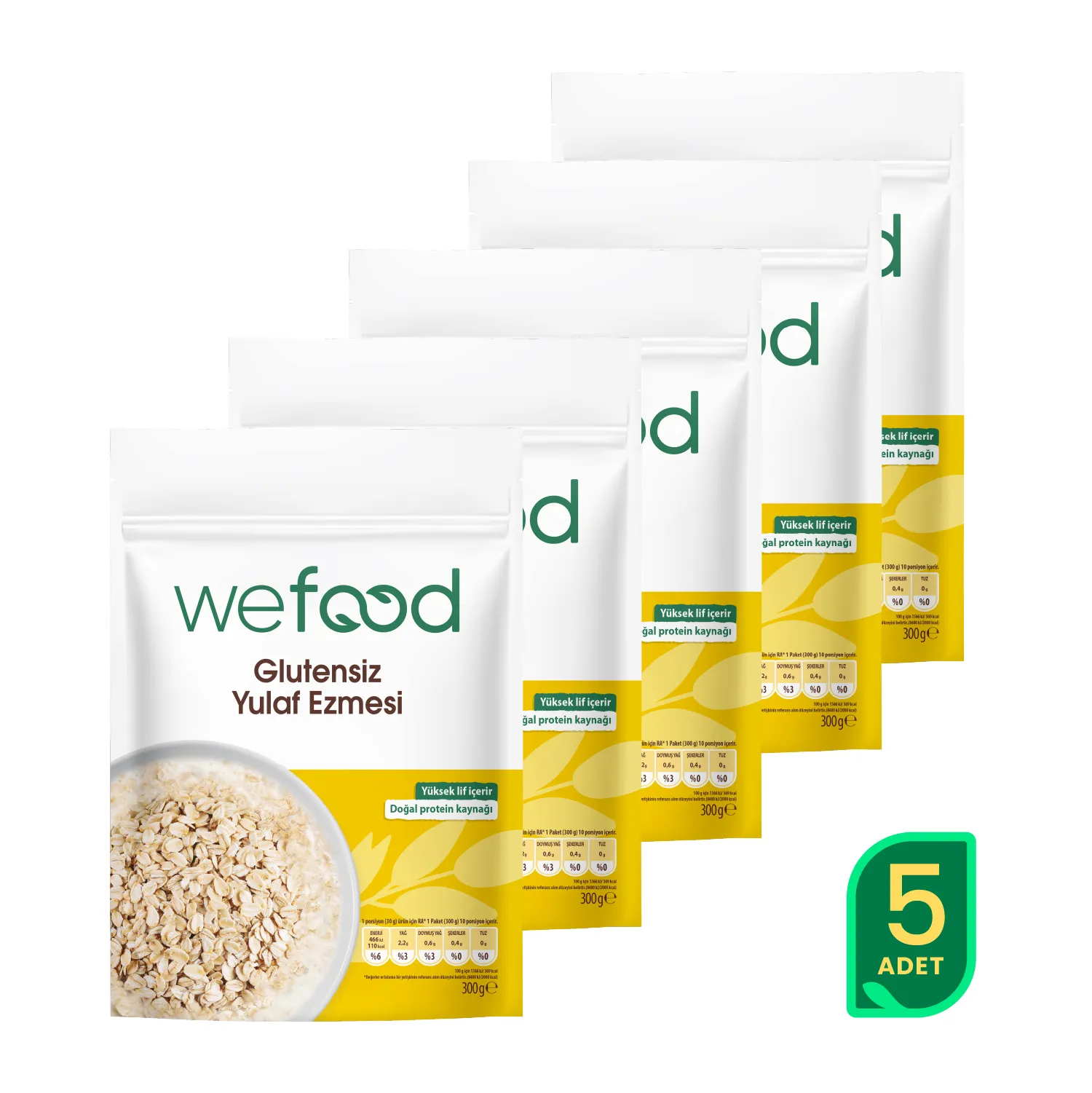 Wefood Glutensiz Yulaf Ezmesi 300 gr 5'li