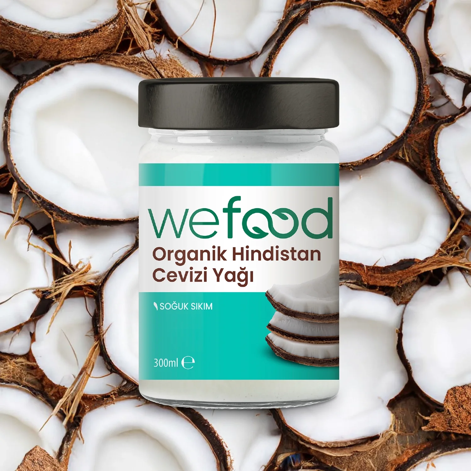            Wefood Organik Hindistan Cevizi Yağı 300 ml 2'li (Organik Sertifikalı, Soğuk Sıkım)