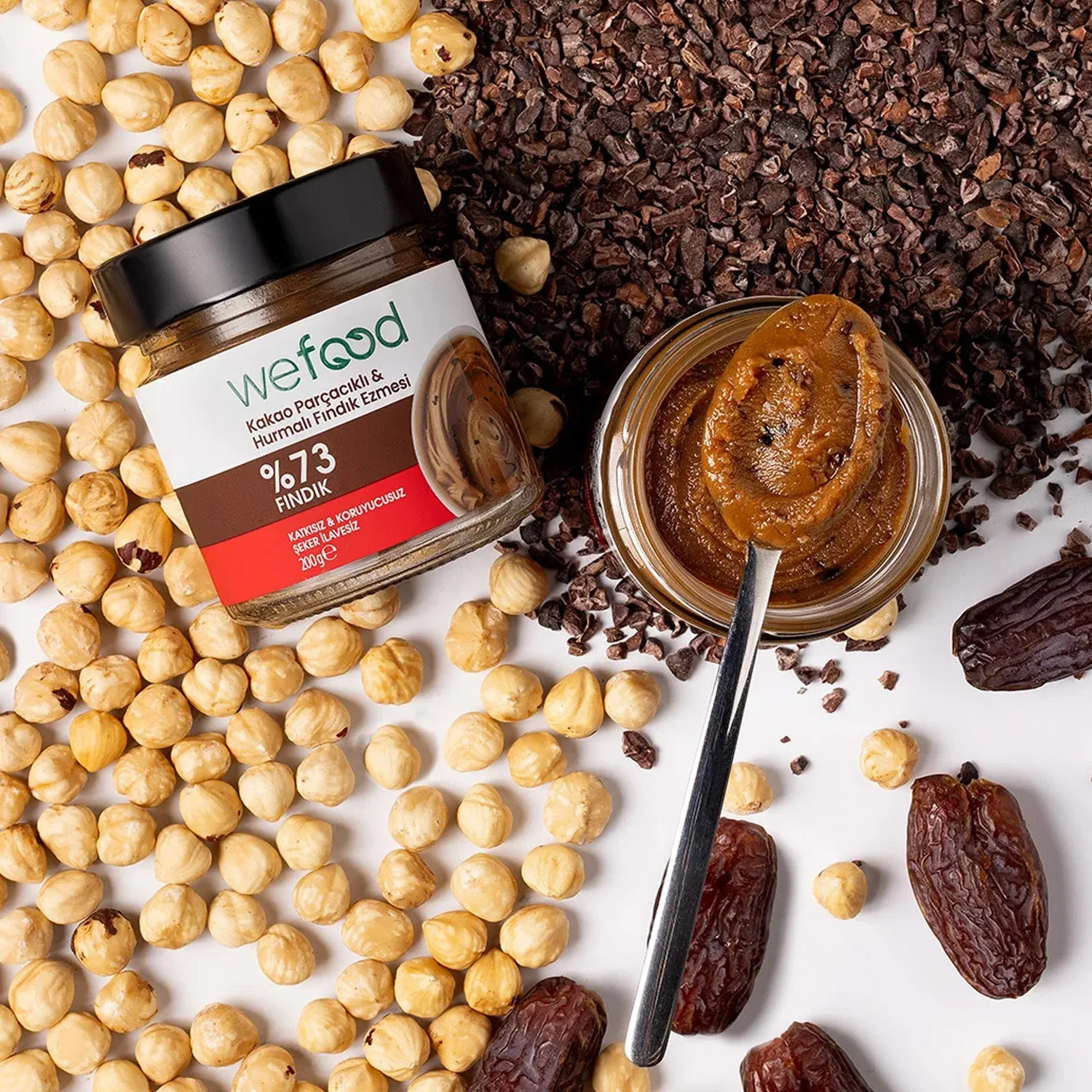 Kakao Parçacıklı & Hurmalı Fındık Ezmesi 200 gr