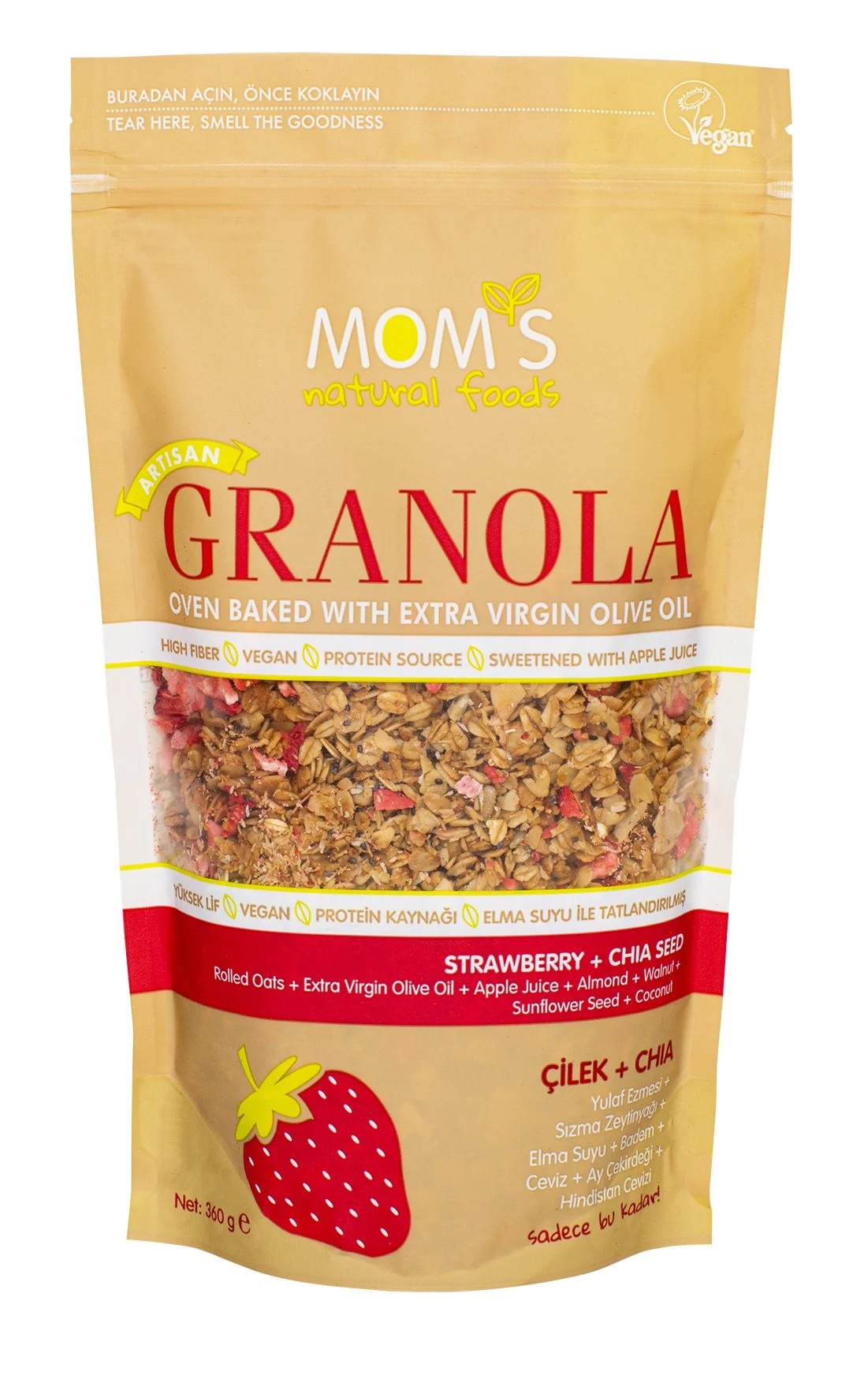 Mom's Çilek - Chia GRANOLA 360g - Biokent Glutensiz