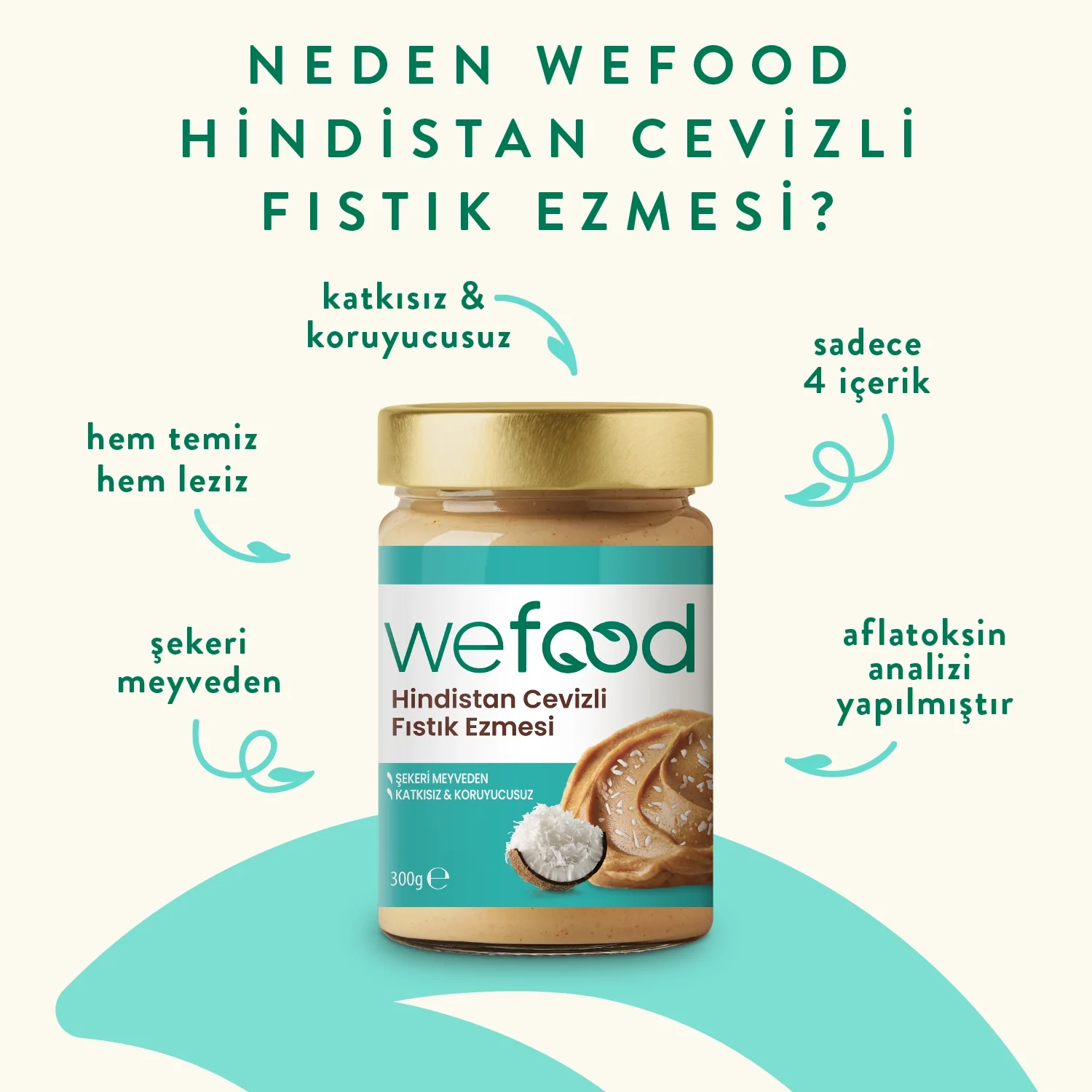 Wefood Hindistan Cevizli Fıstık Ezmesi 300 gr