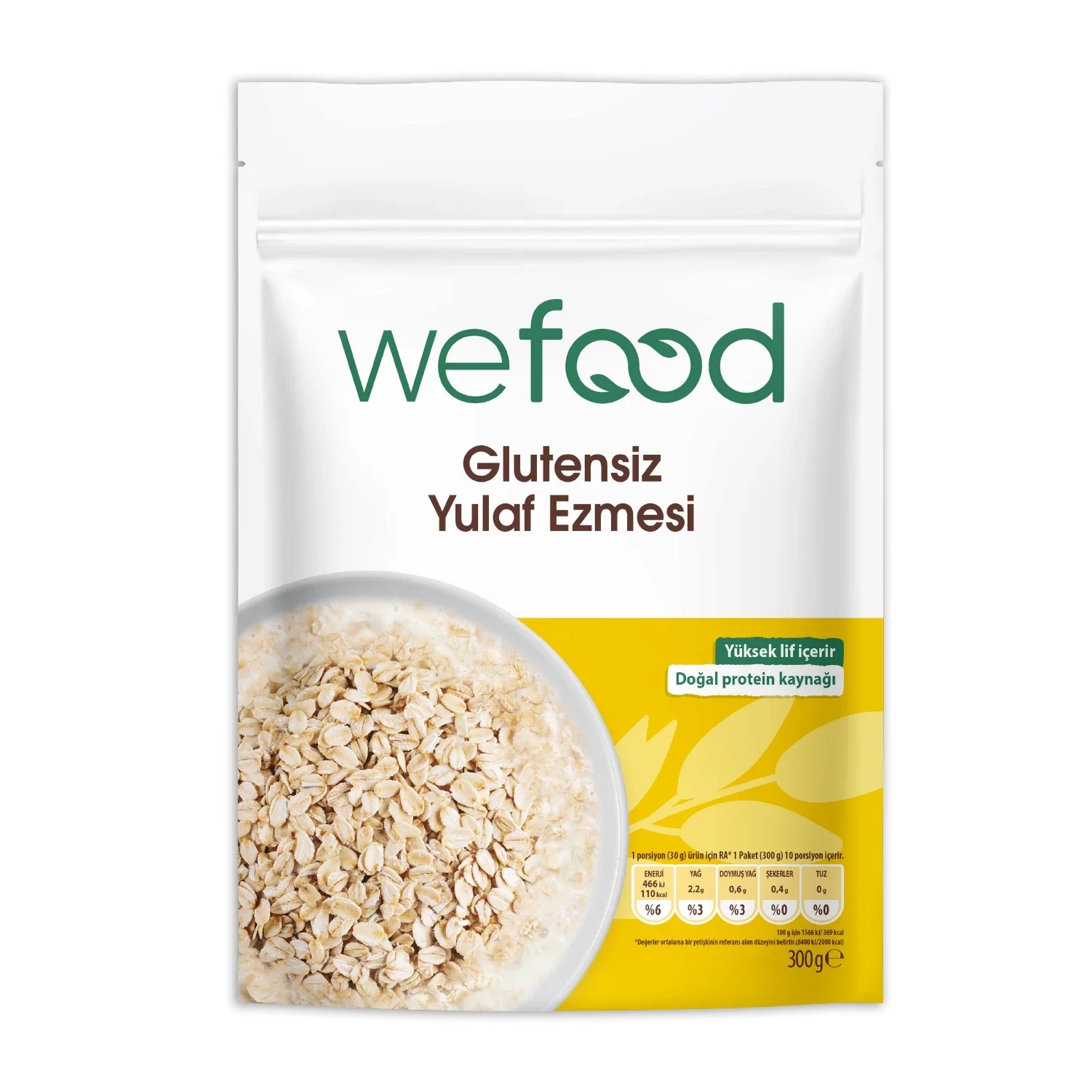 Wefood Glutensiz Yulaf Ezmesi  (Yüksek Lif) 300gr - Biokent Glutensiz