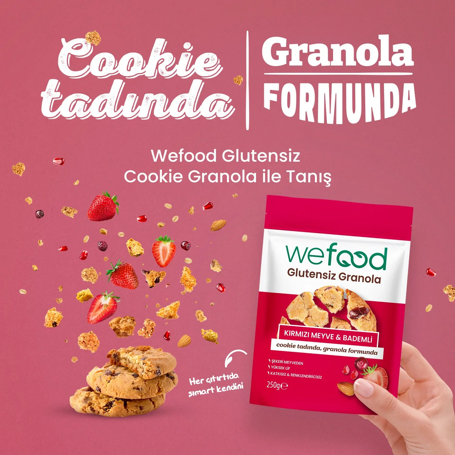 Wefood Glutensiz Granola Kırmızı Meyve & Bademli 250 gr