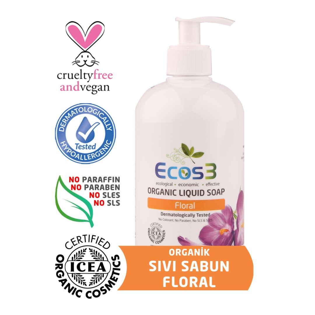 ECOS3 Organik Sıvı Sabun (Floral) 500ml - Biokent Bebek