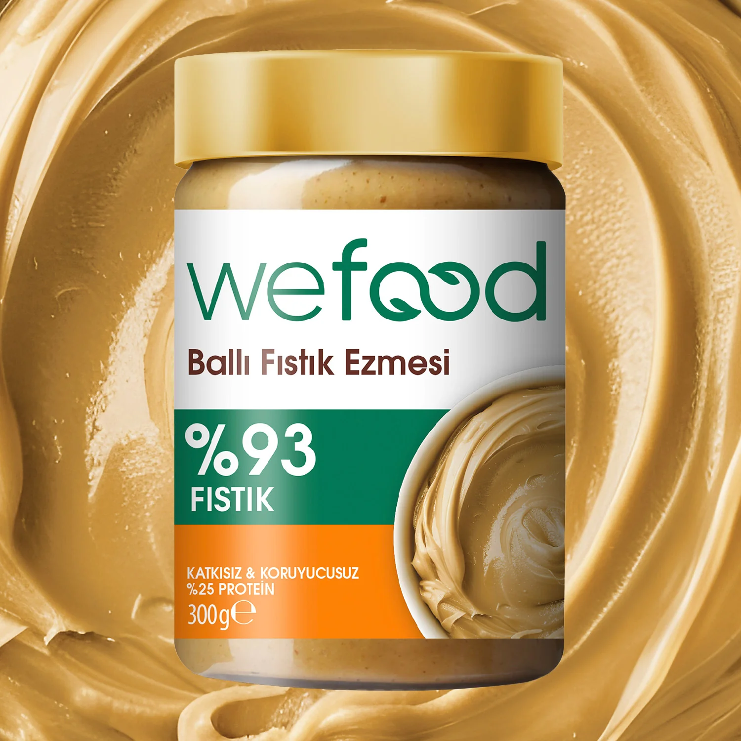  Şekersiz Ham Ballı Fıstık Ezmesi 300 gr (Fıstık Parçacıklı)