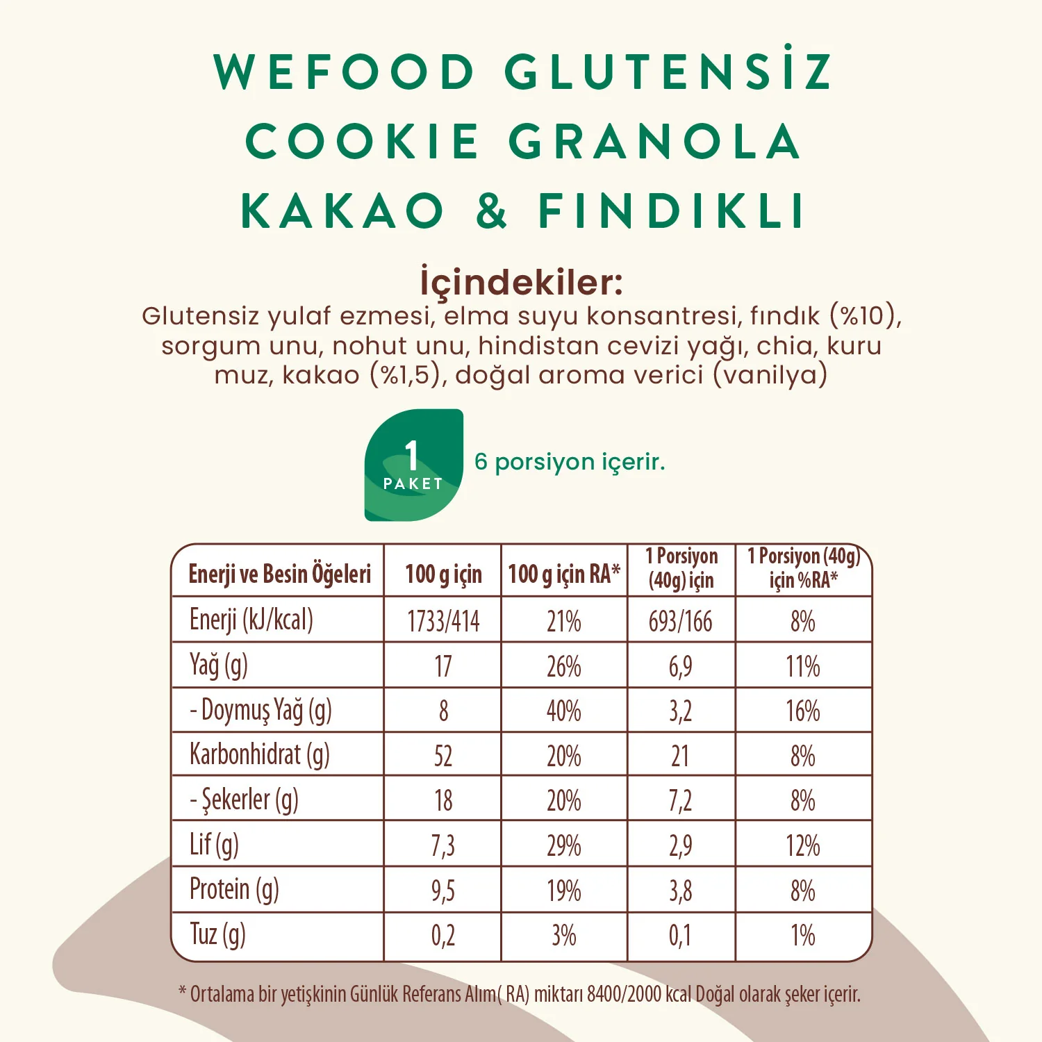 Wefood Glutensiz Granola Kakao & Fındıklı 250 gr