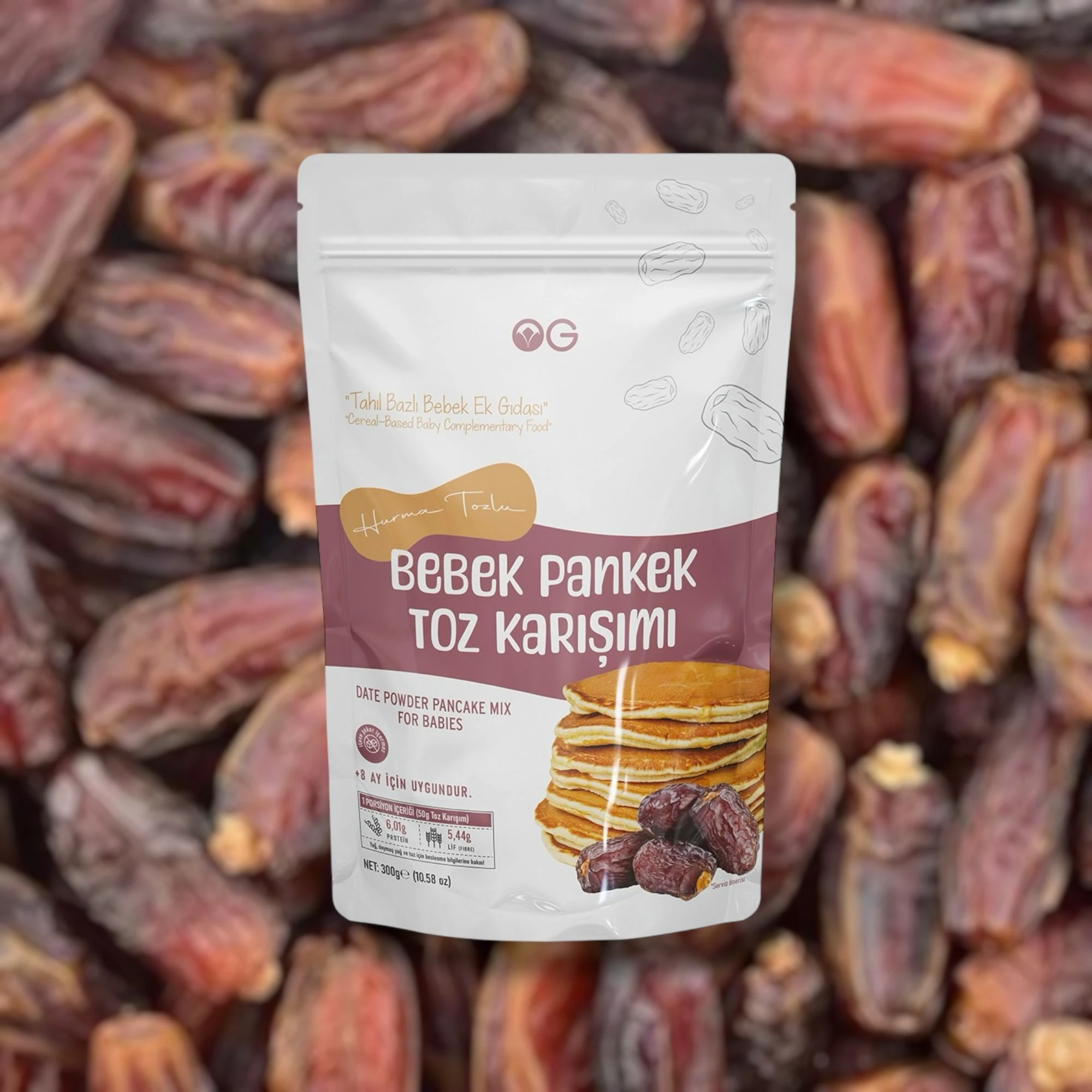 Hurma Tozlu Bebek Pankek Toz Karışımı 300 Gr +8 Ay