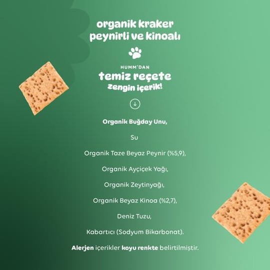 Bebek Kraker Organik Peynirli Kinoalı 60gr +12 Ay