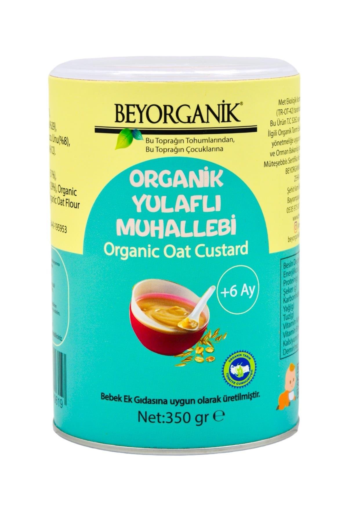 Bebek Organik Keçiboynuzlu-Yulaflı Muhallebi  350gr - Biokent Bebek