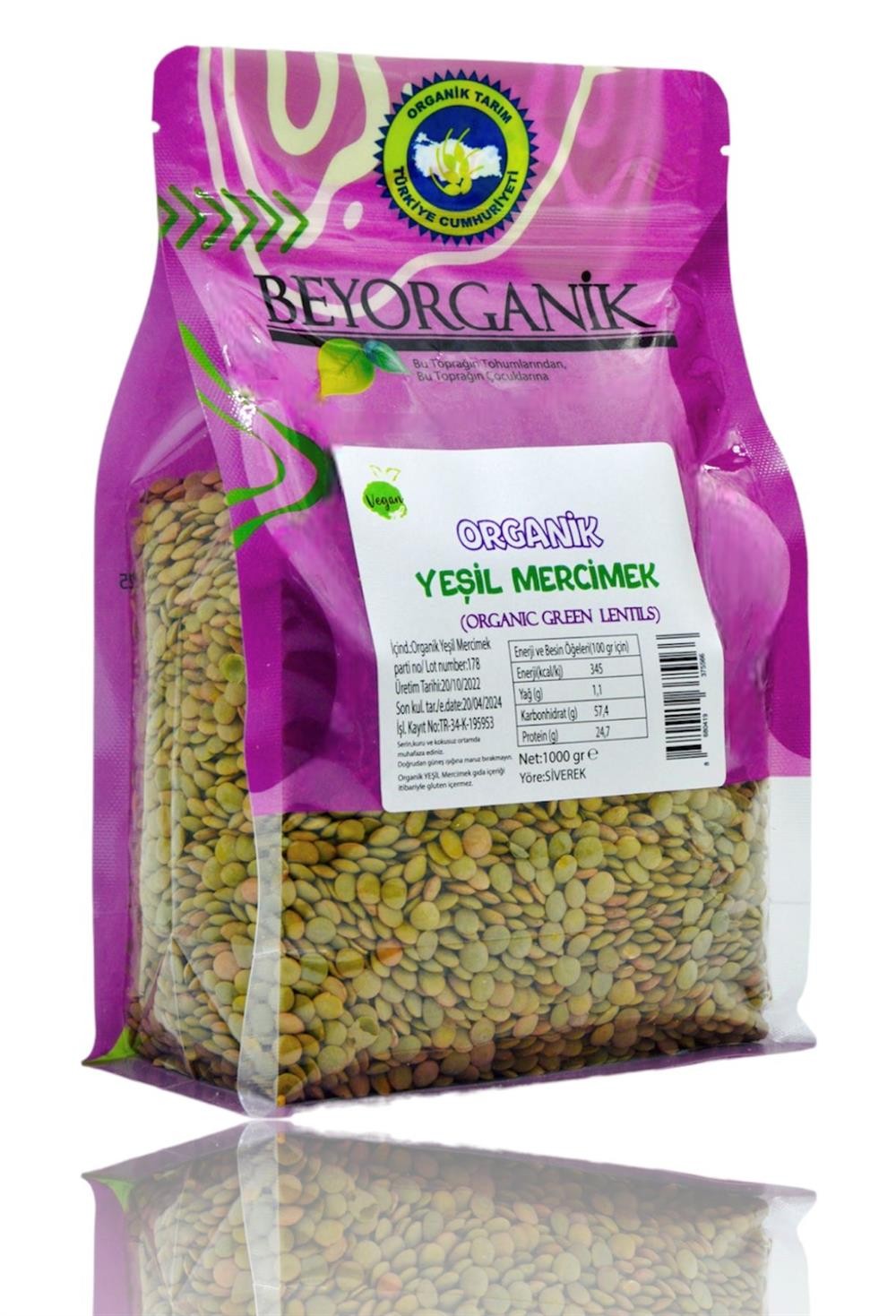 Beyorganik Organik Yeşil Mercimek 1Kg