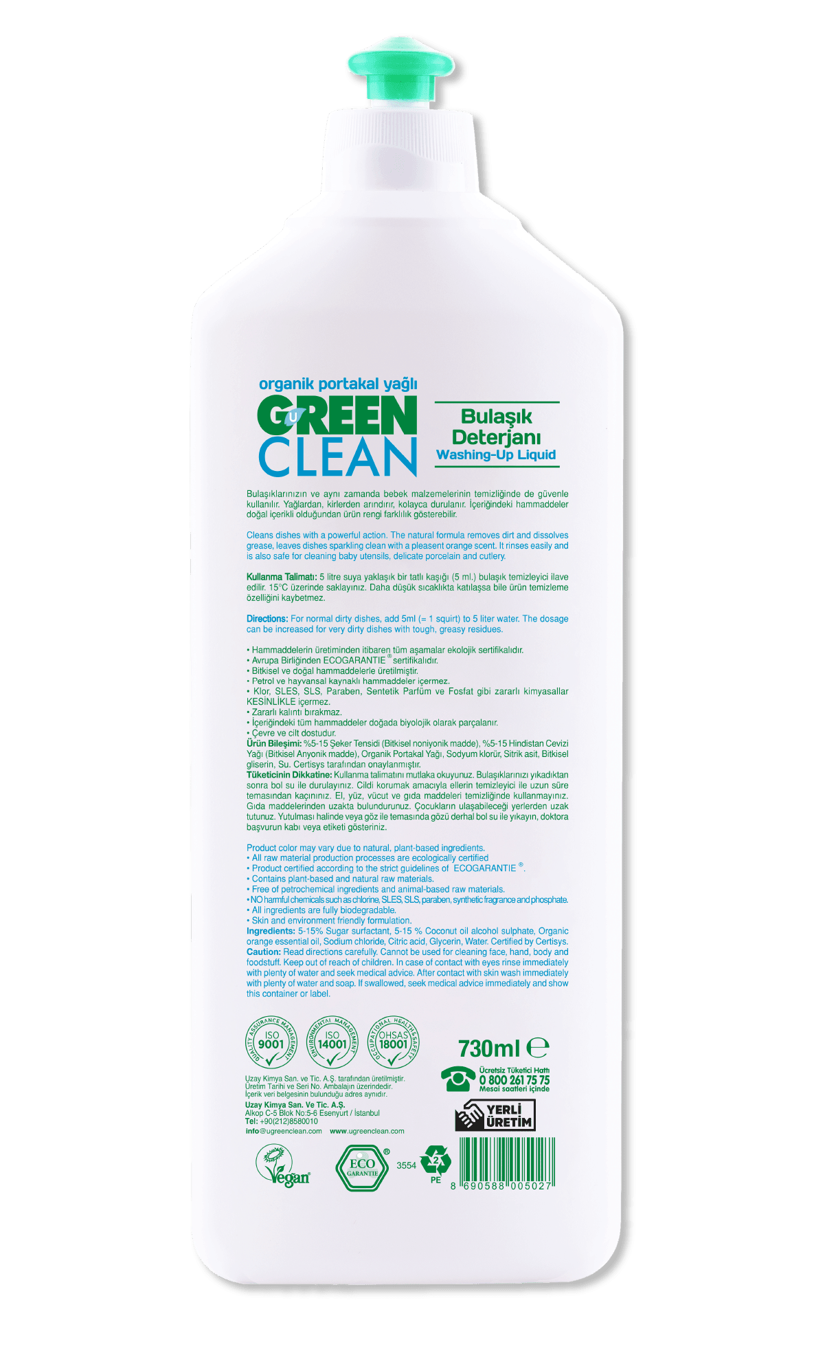 U Green Clean Bulaşık Deterjanı 730ml