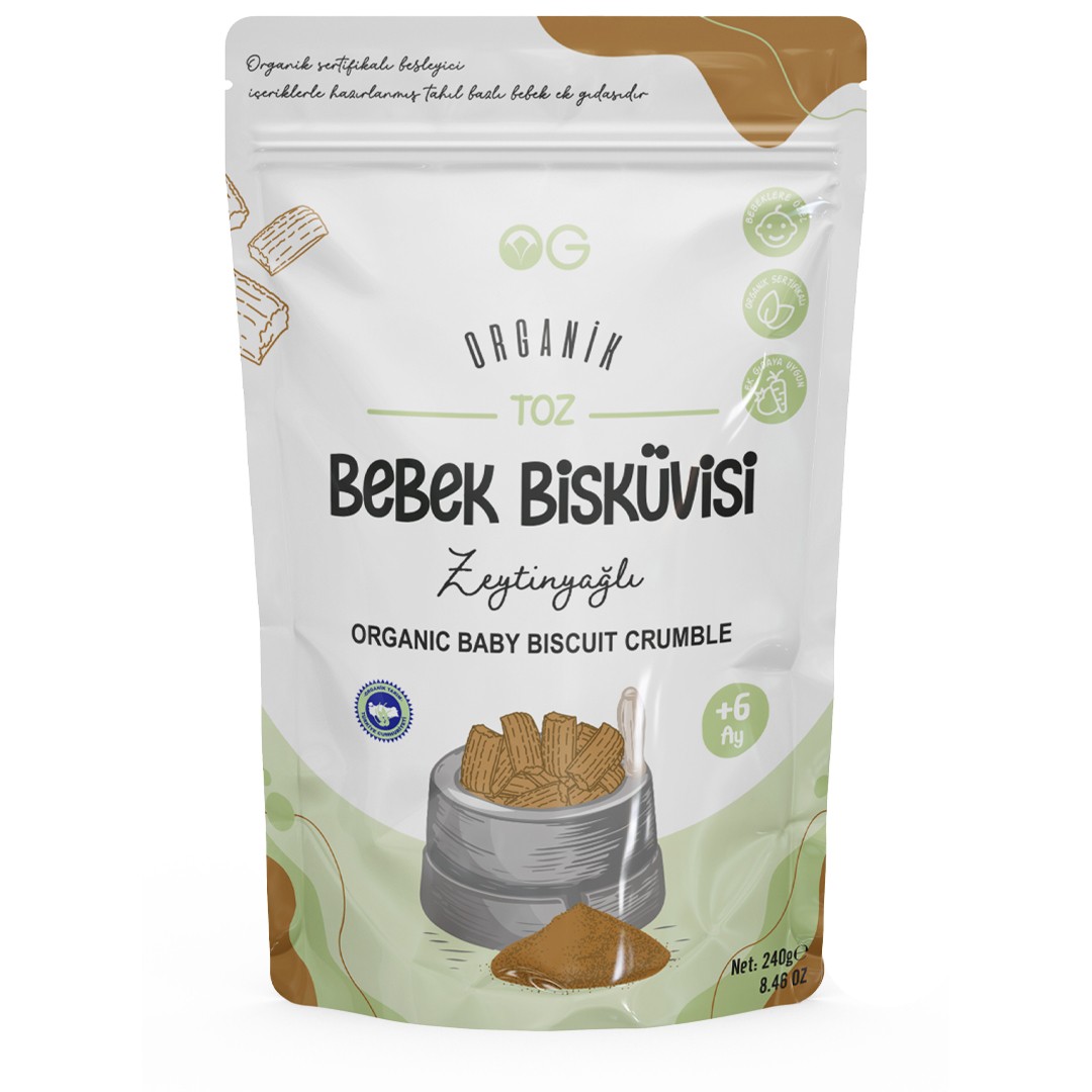 Og Natural Organik Toz Zeytinyağlı Bebek Bisküvisi 240gr(+ 6ay) - Biokent Bebek