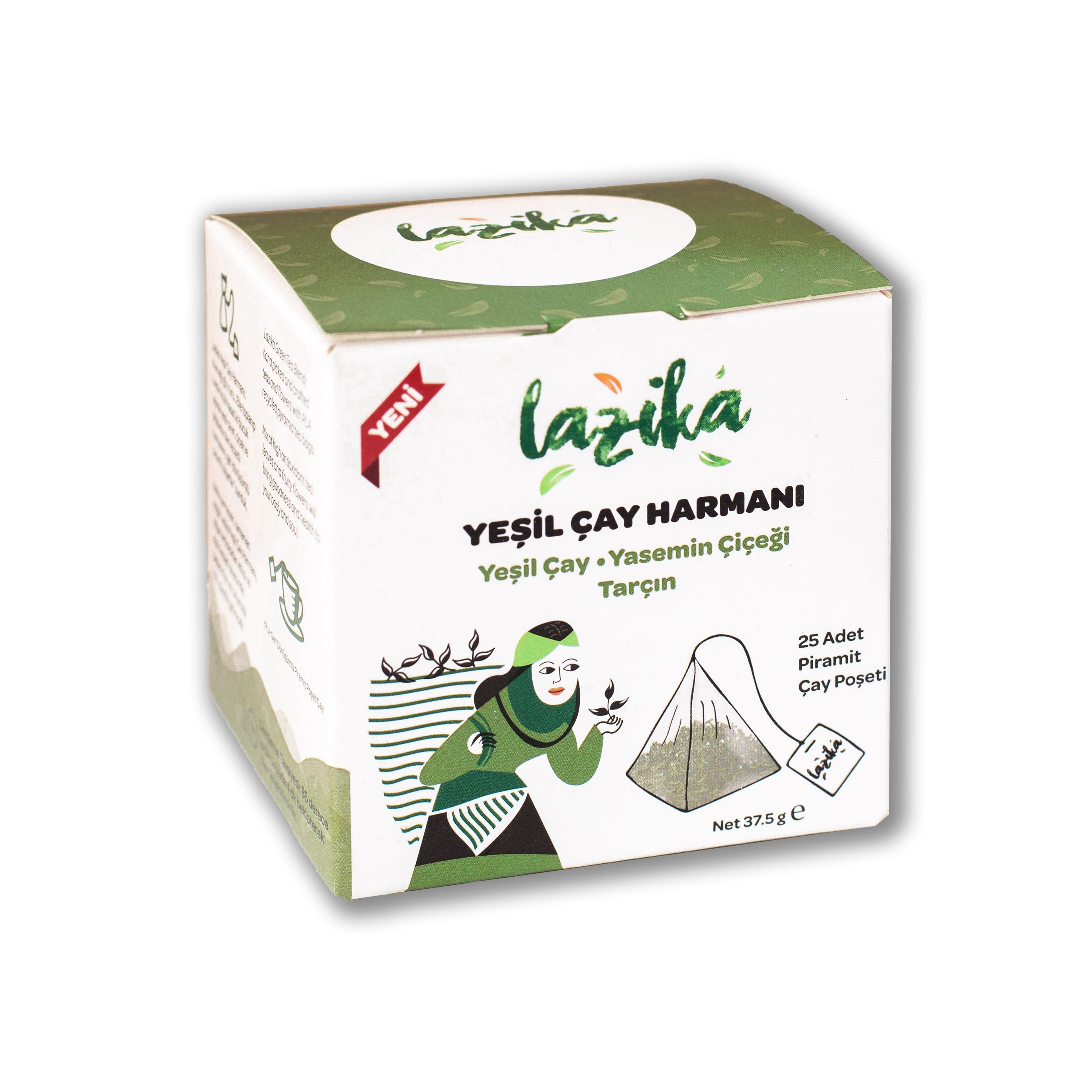 Lazika Piramit Poşet Yeşil Çay-Yasemin Çiçeği-Tarçın Harmanı 37,5gr