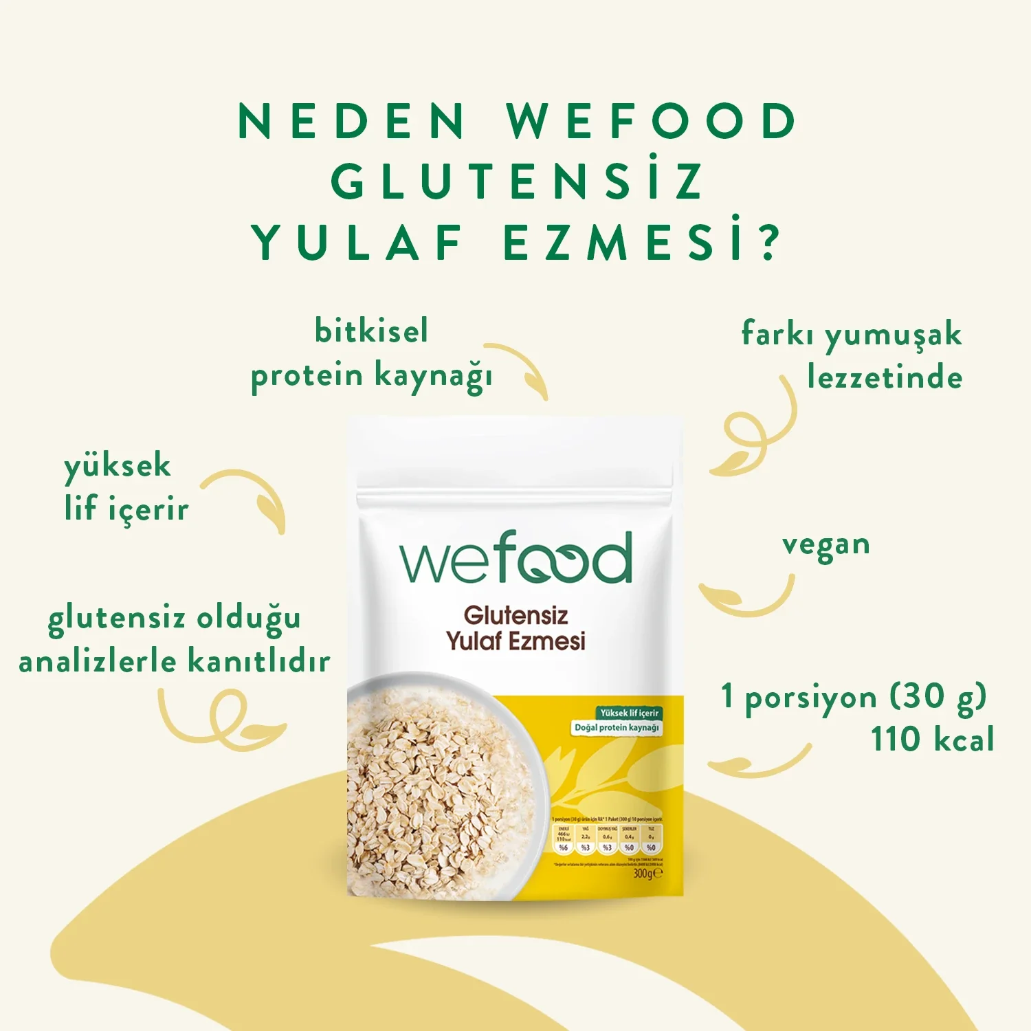 Wefood Glutensiz Yulaf Ezmesi 300 gr 5'li