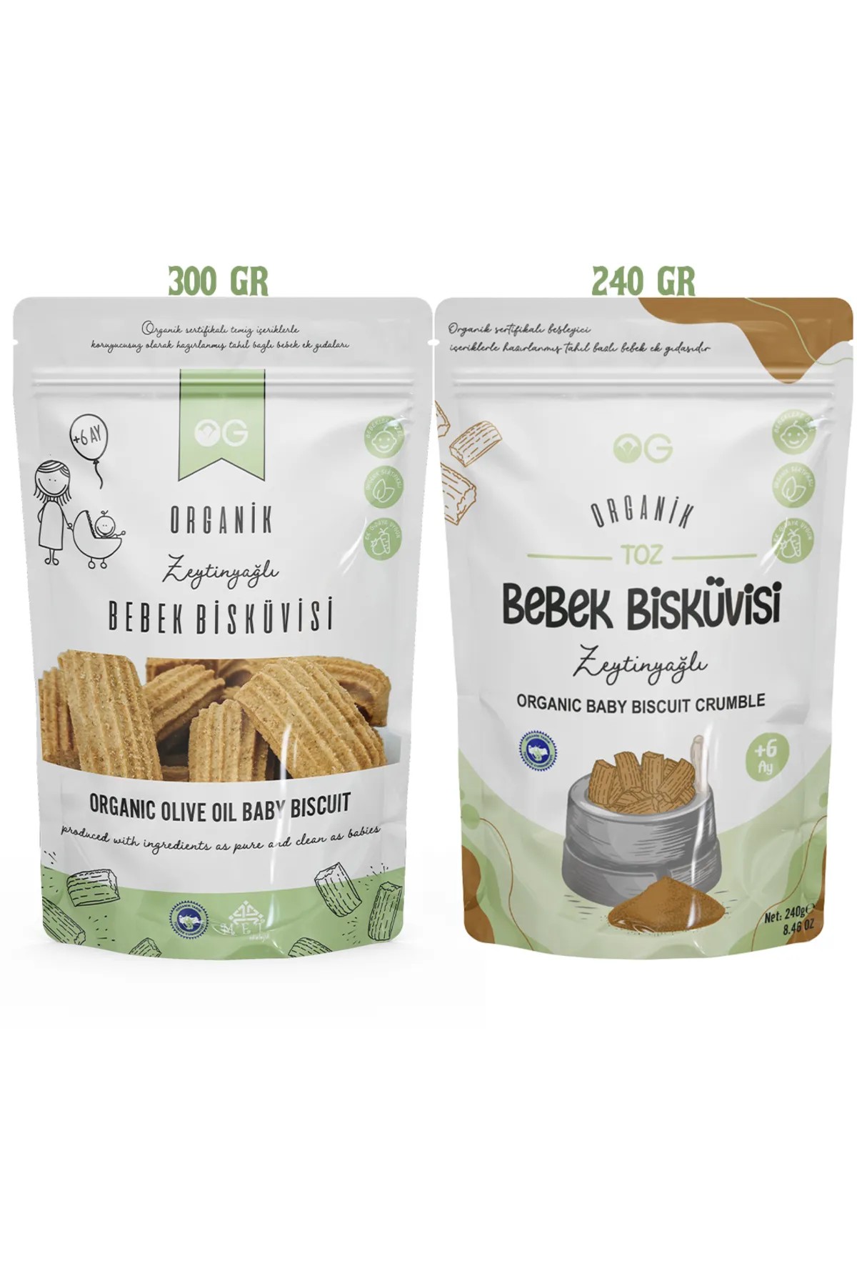 Og Natural Organik Bebek Bisküvisi ve Bisküvi Tozu Seti +6 Ay - Biokent Bebek