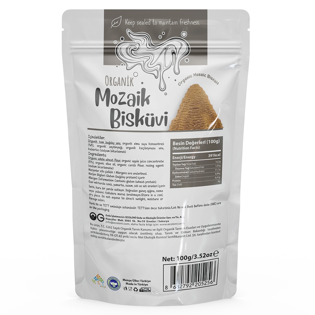 Organik Mozaik Bisküvi 100 Gr