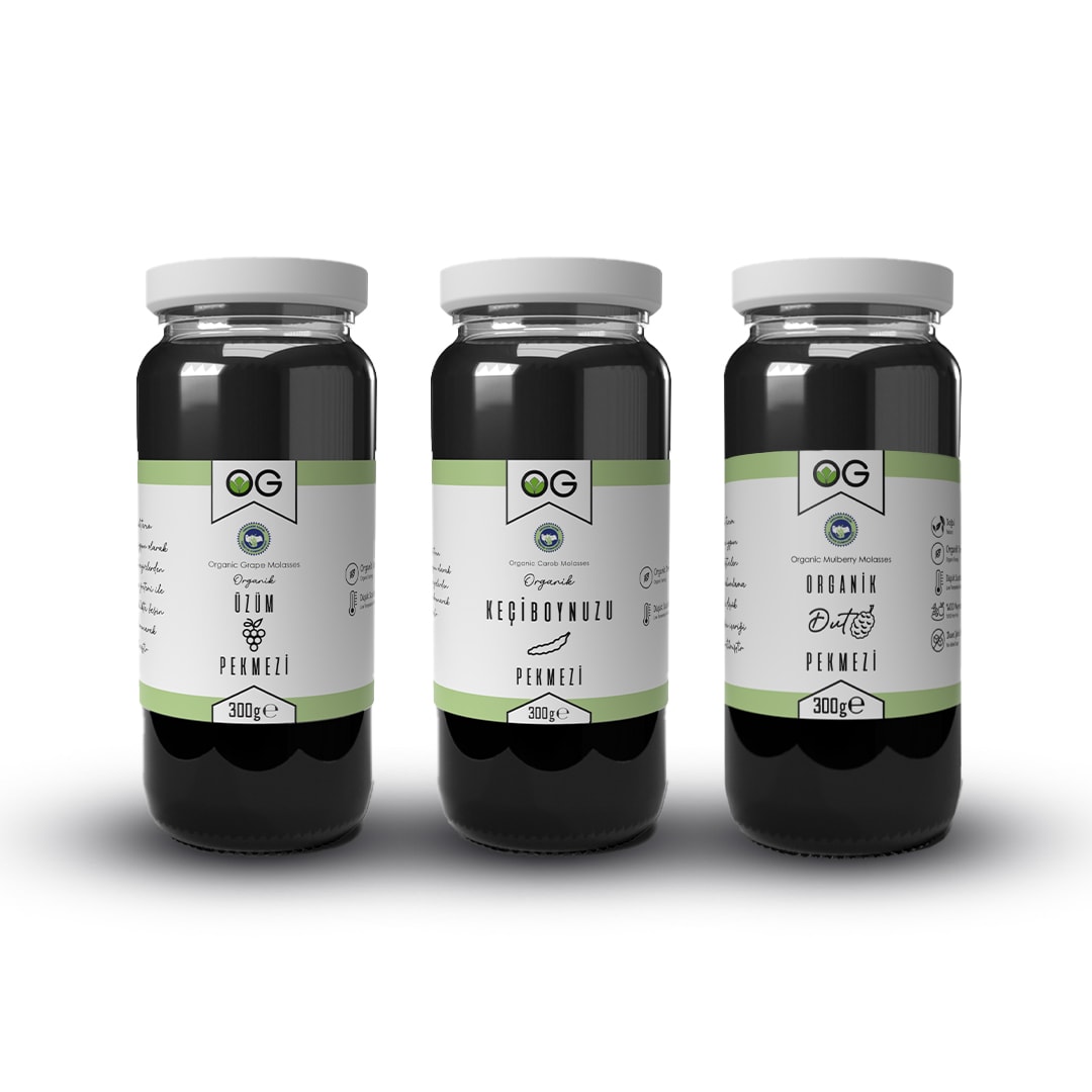 Organik Sertifikalı Pekmez Seti ( Dut, Üzüm, Keçiboynuzu ) 300 Gr
